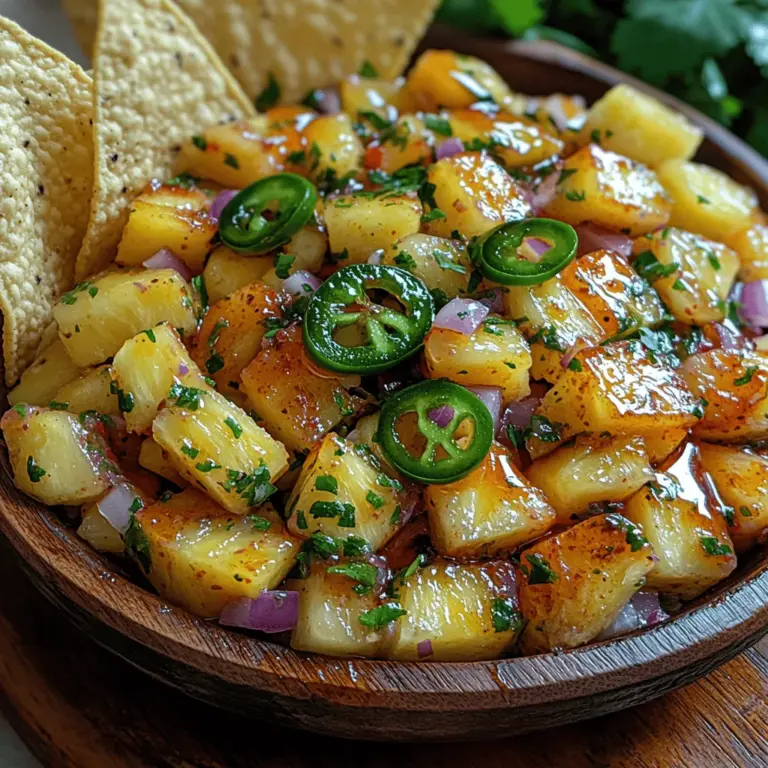 Fresh pineapple is the star of this salsa, providing a natural sweetness that balances the heat of the jalapeño. This tropical fruit is packed with vitamins and minerals, making it an excellent choice for a health-conscious diet. Pineapples are rich in vitamin C, which supports a healthy immune system, and bromelain, an enzyme that aids digestion and may help reduce inflammation.