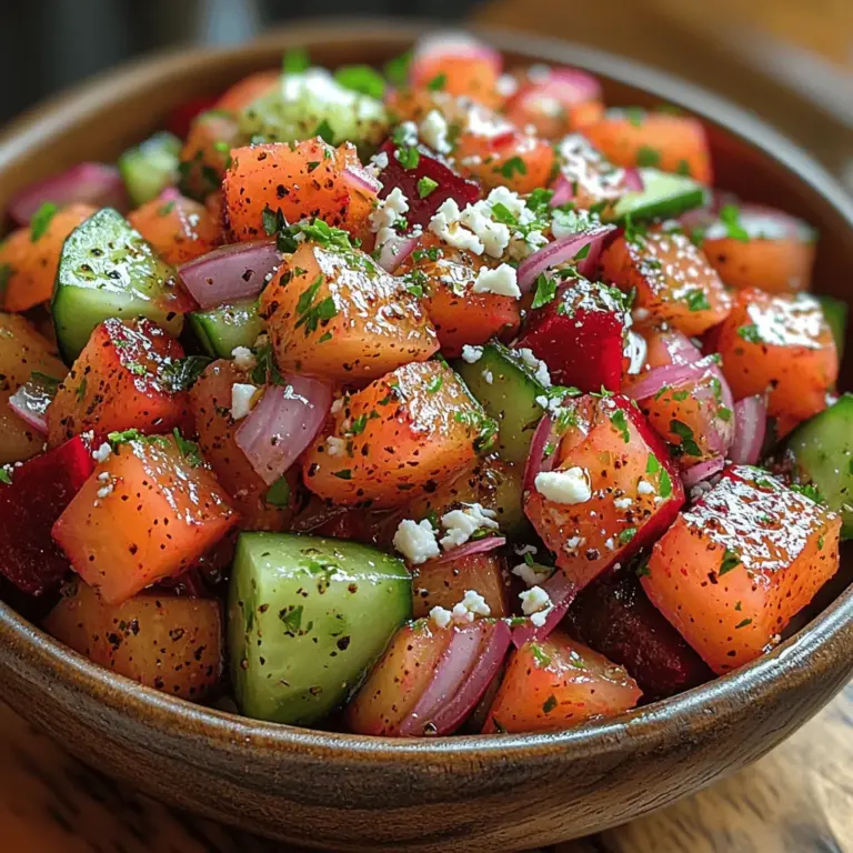 Originating from the garden-fresh ingredients that are often found in Mediterranean cuisine, this salad embodies the essence of seasonal eating. The combination of beets and cucumbers is not just a random pairing; it reflects a thoughtful consideration of flavors and textures that complement one another beautifully. Roasting beets enhances their natural sweetness, while fresh cucumbers add a crispness that balances the dish. This salad is perfect for warm weather, serving as a refreshing dish that keeps you cool and satisfied.