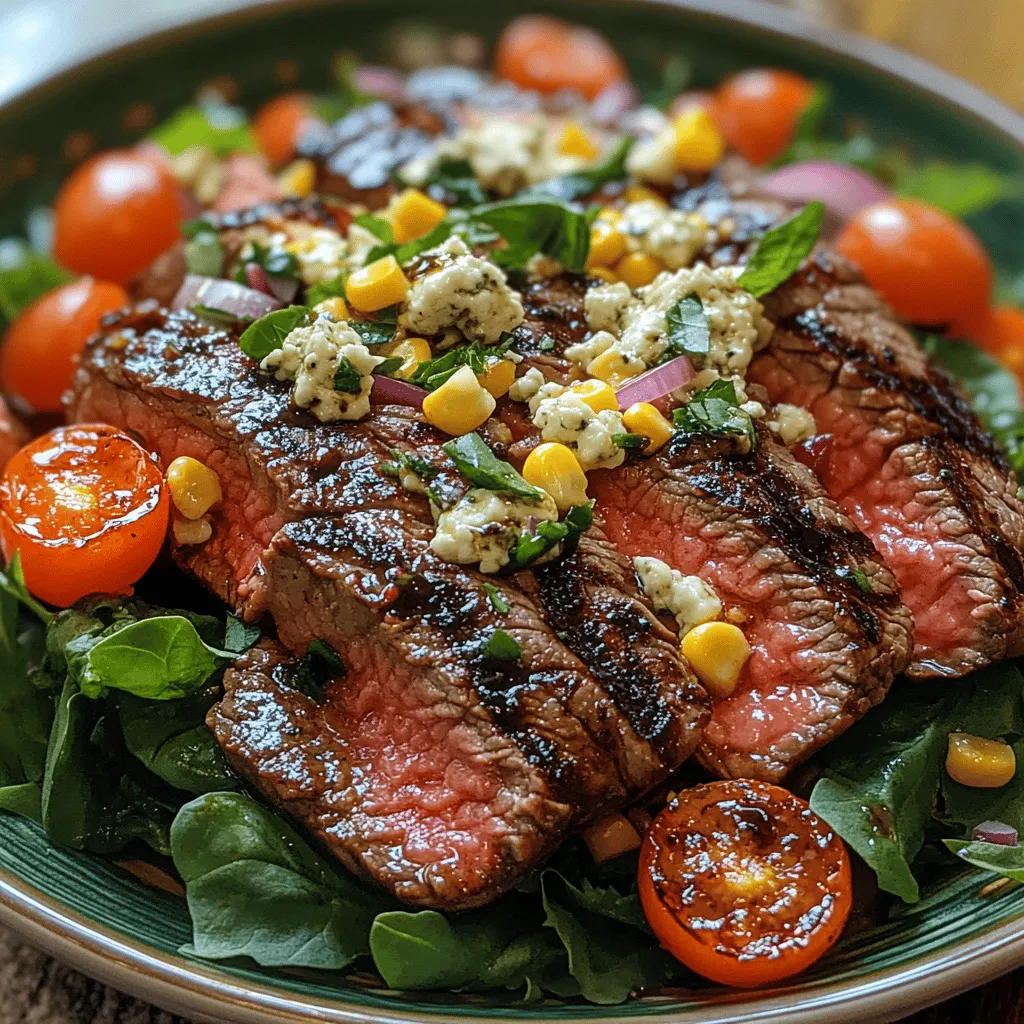 Prepare to indulge your taste buds with a dish that expertly marries savory and sweet: the Savory Balsamic Steak Gorgonzola Salad with Grilled Corn. This salad is more than just a simple side; it’s a vibrant medley of flavors and textures that transforms everyday ingredients into a culinary masterpiece. Picture tender, marinated flank steak grilled to juicy perfection, paired with the rich creaminess of Gorgonzola cheese, and complemented by the sweetness of fresh, grilled corn. Each bite offers a delightful balance of flavors that is both satisfying and refreshing.