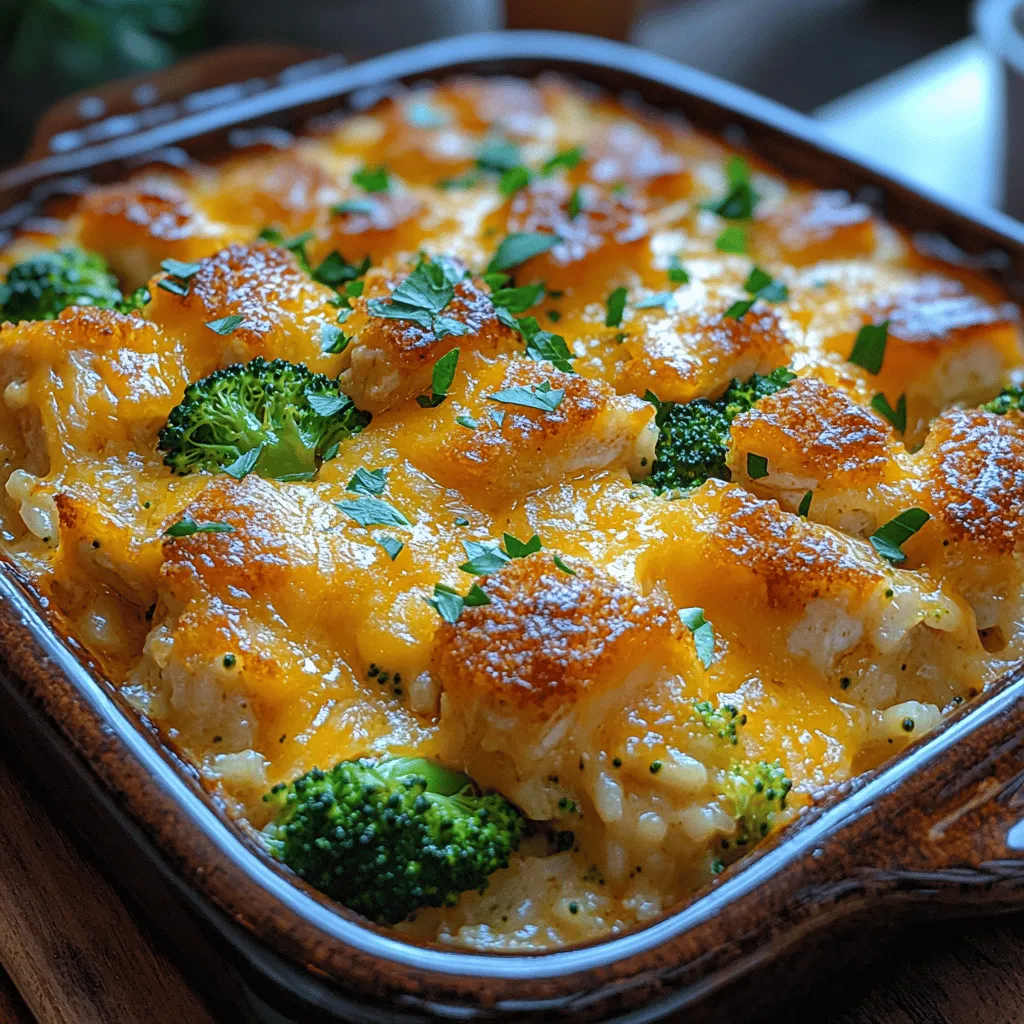 Welcome to the world of comfort food, where every bite is a warm embrace. Our Cheesy Bliss: Broccoli Chicken & Rice Casserole is more than just a dish; it's a celebration of flavors and textures that come together to create a wholesome meal. Perfect for busy weeknights or family gatherings, this casserole embodies the essence of hearty home cooking. Picture tender pieces of chicken, vibrant green broccoli, and fluffy rice enveloped in a creamy, cheesy sauce — it’s a symphony of comfort that tantalizes the taste buds and warms the heart.