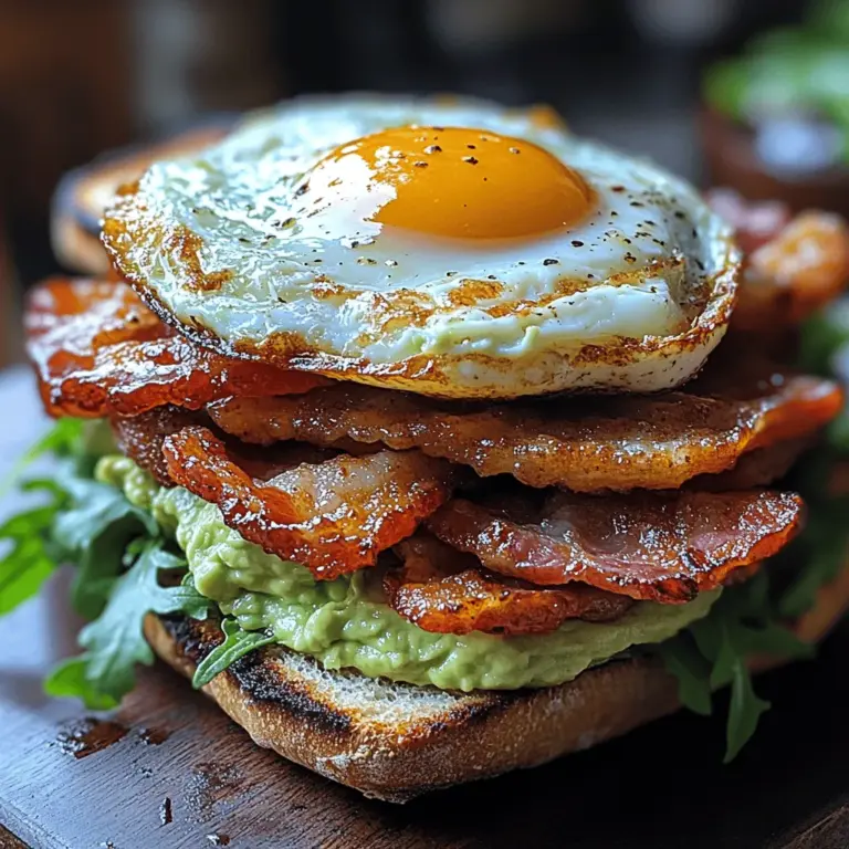 The Sizzling Bacon Avocado Breakfast Sandwich is not just a meal; it's a morning ritual for many. Imagine sinking your teeth into crispy, sizzling bacon layered with creamy avocado, a perfectly cooked egg, and fresh greens, all sandwiched between two slices of your favorite bread. This delightful combination of flavors and textures is guaranteed to kickstart your day on a delicious note.