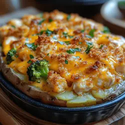 If you're in the mood for a dish that embodies the essence of comfort food, look no further than the Cheesy Baked Potato Chicken & Broccoli Wonderland. This recipe is not just a meal; it’s an experience that brings together a medley of flavors and textures that will leave you satisfied and content. Imagine tender chicken enveloped in a creamy, cheesy filling, paired with the earthy flavors of russet potatoes and the vibrant crunch of fresh broccoli. The combination is not only hearty but also incredibly appealing to both the eyes and the palate.