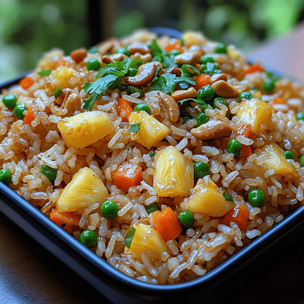 Tropical Pineapple Fried Rice is a vibrant and flavorful dish that transports your taste buds straight to an island paradise. This dish, which hails from Southeast Asia, particularly Thailand, is a perfect representation of the region's culinary tradition, where rice is a staple ingredient used in a variety of dishes. The marriage of sweet, juicy pineapple with savory elements creates a delightful contrast that makes this fried rice truly special.