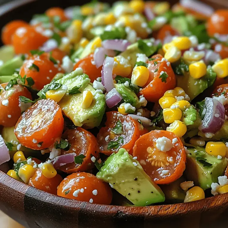 Delve into the world of vibrant flavors and nutritious ingredients with a refreshing avocado corn tomato salad. This delightful dish not only tantalizes the taste buds but also packs a punch of health benefits, making it a perfect choice for any occasion. The combination of creamy avocados, sweet corn, and juicy tomatoes creates a symphony of tastes and textures that can elevate any meal. Whether you're hosting a summer barbecue, seeking a quick and satisfying lunch, or simply wanting to enjoy a healthy side dish, this salad is sure to impress your guests and family alike.