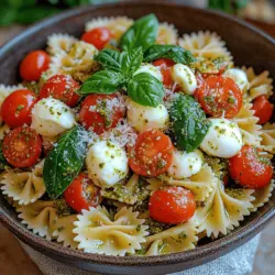 Light and Creamy Pesto Caprese Pasta Salad