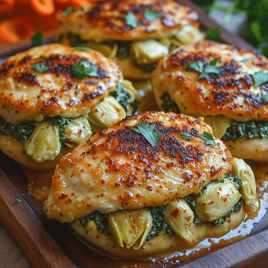 Stuffed chicken dishes are a culinary favorite, adored for their versatility and the ability to cater to a variety of tastes and occasions. Whether you're hosting a family dinner, preparing a feast for friends, or simply looking for meal prep options that are both delicious and satisfying, stuffed chicken recipes can elevate any meal. One standout option is the Cheesy Green Delight: Spinach Artichoke Stuffed Chicken, a dish that marries the vibrant flavors of spinach and artichoke with a rich and creamy cheese filling.
