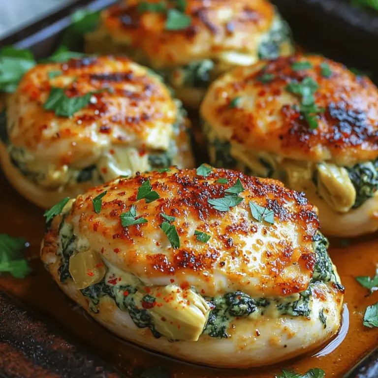 Stuffed chicken dishes are a culinary favorite, adored for their versatility and the ability to cater to a variety of tastes and occasions. Whether you're hosting a family dinner, preparing a feast for friends, or simply looking for meal prep options that are both delicious and satisfying, stuffed chicken recipes can elevate any meal. One standout option is the Cheesy Green Delight: Spinach Artichoke Stuffed Chicken, a dish that marries the vibrant flavors of spinach and artichoke with a rich and creamy cheese filling.
