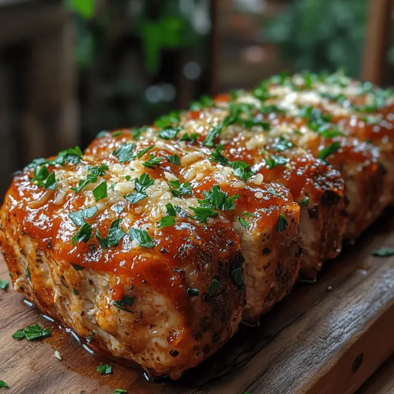 If you're seeking a comforting dish that delivers on flavor while remaining a healthier option, look no further than Melt-in-Your-Mouth Garlic Parmesan Chicken Meatloaf. This delectable twist on a classic meatloaf features ground chicken, which not only offers a lighter alternative to traditional meats but also allows the vibrant flavors of garlic and Parmesan to shine through. Imagine a succulent meatloaf, infused with aromatic garlic, rich Parmesan cheese, and a hint of fresh herbs, all baked to perfection. It's a dish that's sure to please both the health-conscious and those simply looking for a delicious meal.