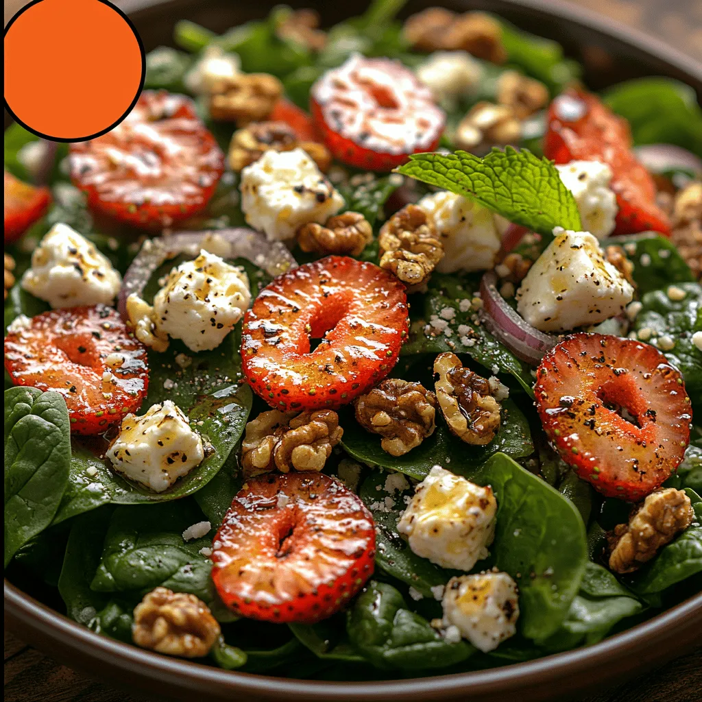 As the days grow longer and warmer, nothing quite captures the essence of spring and summer like a vibrant salad bursting with fresh flavors and colors. The <strong>Fresh Spinach Strawberry Feta Delight</strong> is a perfect encapsulation of this seasonal joy. This delightful salad features a beautiful medley of crisp baby spinach, juicy strawberries, creamy feta cheese, and crunchy walnuts, all drizzled with a tangy balsamic vinaigrette. Not only does it tantalize the taste buds with its combination of sweet, salty, and savory notes, but it also serves as a feast for the eyes with its vivid colors, making it an outstanding addition to any meal.” /></p>
</p>
<h3>Add Walnuts and Onions</h3>
</p>
<p>To elevate the Fresh Spinach Strawberry Feta Delight, the addition of toasted walnuts and red onions plays a crucial role in balancing flavors and enhancing the overall texture of the salad. Walnuts provide a delightful crunch and a rich, nutty flavor that pairs beautifully with the sweetness of strawberries and the creaminess of feta cheese. Toasting walnuts is essential; it brings out their natural oils and intensifies their flavor. To toast walnuts, simply preheat your oven to 350°F (175°C), spread the walnuts on a baking sheet, and bake for 8-10 minutes, stirring occasionally to ensure even toasting. Keep an eye on them to prevent burning, as they can go from perfectly toasted to charred in a matter of moments.</p>
</p>
<p>Red onions add a sharp bite that contrasts wonderfully with the sweetness of the fruit and the creaminess of the feta. To tone down the pungency of raw red onions, consider soaking them in cold water for about 10 minutes before adding them to the salad. This simple technique mellows their flavor, making them more palatable and allowing for a harmonious blend of tastes in the salad.</p>
</p>
<h3>Dress the Salad</h3>
</p>
<p>Dressing the salad is where you can truly personalize your Fresh Spinach Strawberry Feta Delight. The vinaigrette should enhance, not overwhelm, the fresh ingredients. Begin by drizzling the dressing over the salad rather than pouring it all at once. This technique allows for better distribution and control over the flavor intensity. Use a pair of tongs to gently toss the salad, ensuring that every leaf of spinach, slice of strawberry, and crumb of feta is lightly coated.</p>
</p>
<p>For the vinaigrette, a simple mixture of balsamic vinegar, olive oil, a touch of honey, Dijon mustard, salt, and pepper will do wonders. Emulsifying your vinaigrette by whisking the ingredients together until they form a cohesive mixture is key. This process binds the oil and vinegar, creating a smooth and flavorful dressing that clings to the salad without pooling at the bottom of the bowl.</p>
</p>
<h3>Seasoning</h3>
</p>
<p>Seasoning is the final touch that brings your salad to life. The beauty of this recipe lies in its versatility; you can adjust the flavor profile to suit your palate. Start with a pinch of salt and freshly ground black pepper, and taste as you go. If you enjoy a hint of heat, consider adding a pinch of red pepper flakes or a dash of hot sauce to the vinaigrette. For a burst of freshness, a squeeze of lemon juice or a sprinkle of fresh herbs like basil or mint can brighten the salad’s flavor.</p>
</p>
<p>Remember that the key to a well-seasoned salad is balance. The sweetness of strawberries, the saltiness of feta, and the nuttiness of walnuts should all harmonize. Don’t hesitate to experiment with additional spices or herbs, tailoring the salad to your personal preferences.</p>
</p>
<h3>Serving Suggestions</h3>
</p>
<p>Presentation can elevate a simple salad into a stunning centerpiece for your dining table. For a visually appealing display, serve the Fresh Spinach Strawberry Feta Delight in a large, shallow bowl, allowing the vibrant colors of the ingredients to shine through. You can also layer the salad in individual glass cups for a more elegant touch, making it perfect for formal gatherings or special occasions.</p>
</p>
<p>Garnishing the salad is not just for aesthetics; it can also enhance flavor. Consider topping the salad with additional crumbled feta, more toasted walnuts, or a scatter of fresh herbs. Edible flowers, such as nasturtiums or violets, can add a pop of color and a hint of flavor, making the presentation even more inviting.</p>
</p>
<h3>Nutritional Information</h3>
</p>
<p>This Fresh Spinach Strawberry Feta Delight is not just a feast for the eyes but also a powerhouse of nutrition. Spinach is loaded with vitamins A, C, and K, as well as folate and iron, making it an excellent addition to any meal. Strawberries are rich in antioxidants and vitamin C, helping to boost your immune system. Feta cheese provides protein and calcium, while walnuts contribute healthy fats and omega-3 fatty acids, promoting heart health.</p>
</p>
<p>A typical serving of this salad (approximately 1 cup) contains around 200 calories, with a macronutrient breakdown of approximately 10 grams of carbohydrates, 6 grams of protein, and 16 grams of healthy fats. This balance of macronutrients makes it a satisfying side dish or a light main course.</p>
</p>
<h3>Variations and Customizations</h3>
</p>
<p>One of the best aspects of the Fresh Spinach Strawberry Feta Delight is its adaptability. If you have dietary restrictions or simply want to try something different, here are some variations to consider:</p>
</p>
<p>– <strong>Cheese Substitutions</strong>: If feta isn’t your favorite or if you’re looking for a dairy-free option, goat cheese or vegan cheese alternatives can provide a similar creamy texture with different flavor profiles.</p>
</p>
<p>– <strong>Adding Protein</strong>: To turn this salad into a heartier meal, consider adding grilled chicken, shrimp, or even chickpeas for a vegetarian protein source. These additions will make the salad more filling and suitable for lunch or dinner.</p>
</p>
<p>– <strong>Seasonal Fruit Swaps</strong>: Keep your salads exciting by swapping out strawberries for other seasonal fruits. Blueberries, peaches, or even pomegranate seeds can add a refreshing twist and seasonal flair.</p>
</p>
<h3>Serving Ideas and Pairings</h3>
</p>
<p>This Fresh Spinach Strawberry Feta Delight is perfect for various occasions. It works wonderfully as a side dish for summer barbecues, picnics, or potlucks. Its light and refreshing nature makes it an ideal accompaniment to grilled meats or seafood. You can also serve it as a starter at holiday gatherings, adding a touch of color to your table.</p>
</p>
<p>When it comes to beverage pairings, consider white wines like Sauvignon Blanc or a light rosé, which complement the salad’s fruity flavors. If you prefer non-alcoholic options, sparkling water with a splash of lemon or a homemade lemonade can refresh your palate while enjoying this delightful dish.</p>
</p>
<h3>Conclusion</h3>
</p>
<p>The Fresh Spinach Strawberry Feta Delight is a celebration of fresh ingredients that come together to create a dish that is not only visually stunning but also packed with flavor and nutrition. This salad provides a balance of textures and tastes, making it a wonderful option for any meal or occasion.</p>
</p>
<p>Encouraging readers to experiment with the recipe allows for personal touches that can make the dish uniquely their own. Whether you follow the traditional recipe or customize it to your liking, this salad is sure to impress. So, gather your ingredients, toss them together, and enjoy a delightful experience that highlights the beauty of fresh produce and simple cooking.</p>
</div>