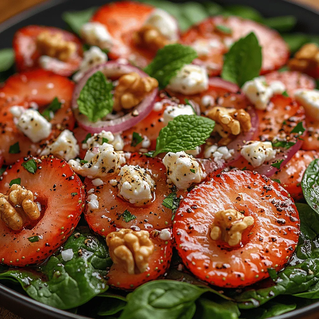 As the days grow longer and warmer, nothing quite captures the essence of spring and summer like a vibrant salad bursting with fresh flavors and colors. The Fresh Spinach Strawberry Feta Delight is a perfect encapsulation of this seasonal joy. This delightful salad features a beautiful medley of crisp baby spinach, juicy strawberries, creamy feta cheese, and crunchy walnuts, all drizzled with a tangy balsamic vinaigrette. Not only does it tantalize the taste buds with its combination of sweet, salty, and savory notes, but it also serves as a feast for the eyes with its vivid colors, making it an outstanding addition to any meal.