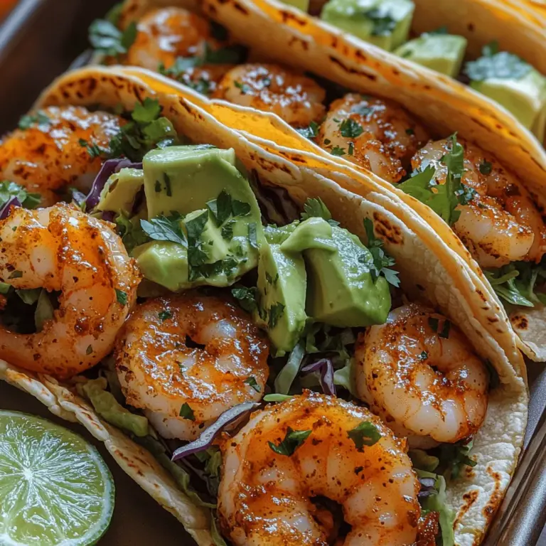 To begin crafting your garlic butter shrimp tacos, start by preparing the shrimp. Rinse the shrimp under cold water to remove any residual sand or impurities. This step is crucial for ensuring your dish is clean and fresh. After rinsing, pat the shrimp dry with paper towels. The moisture left on the shrimp can hinder proper seasoning and cooking, leading to a less-than-ideal texture.