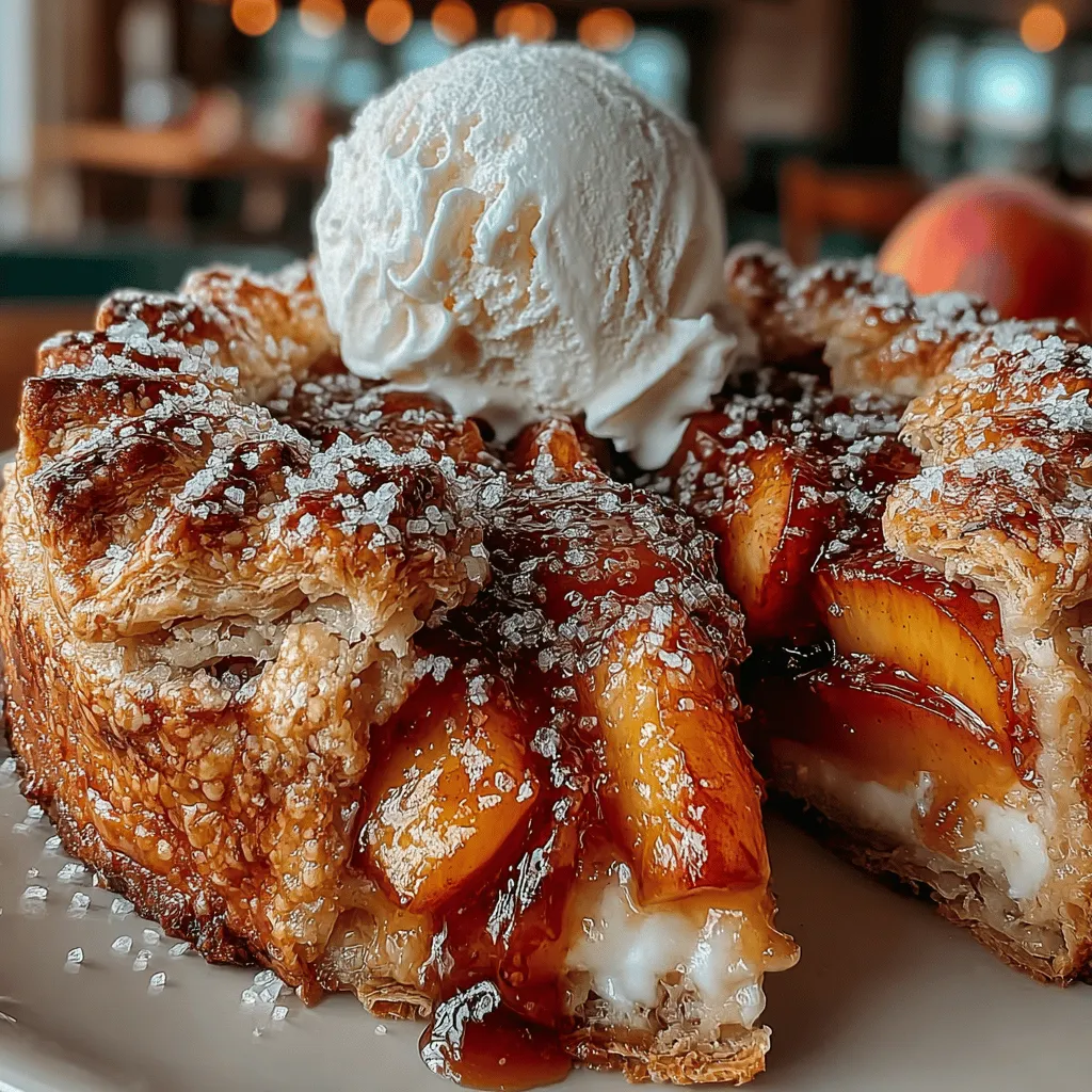 The Peachy Delight Galette is a charming and rustic dessert that perfectly encapsulates the essence of summer. With its flaky, buttery crust cradling succulent, ripe peaches, this galette is not just a feast for the eyes but a delightful treat for the palate. It celebrates the sweetness of fresh peaches and highlights the beauty of seasonal ingredients, making it an ideal choice for gatherings, picnics, or simply enjoying a quiet afternoon at home.