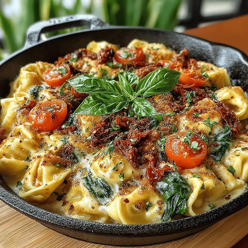The Tuscan Tortellini Skillet with Sun-Dried Tomatoes is a delightful dish that encapsulates the essence of Italian cuisine in a quick and easy format. This recipe is perfect for busy weeknights or a cozy weekend dinner, offering a creamy, savory experience that will leave you craving more. With its vibrant ingredients and straightforward preparation, this skillet meal is not only delicious but also visually appealing. The combination of tortellini, sun-dried tomatoes, fresh spinach, and a luscious creamy sauce creates a mouthwatering symphony of flavors that can satisfy any palate.