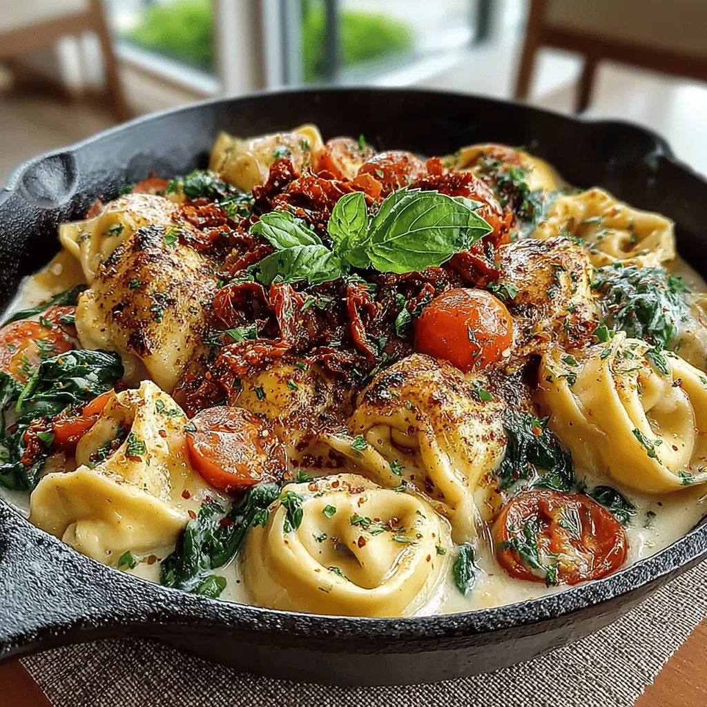The Tuscan Tortellini Skillet with Sun-Dried Tomatoes is a delightful dish that encapsulates the essence of Italian cuisine in a quick and easy format. This recipe is perfect for busy weeknights or a cozy weekend dinner, offering a creamy, savory experience that will leave you craving more. With its vibrant ingredients and straightforward preparation, this skillet meal is not only delicious but also visually appealing. The combination of tortellini, sun-dried tomatoes, fresh spinach, and a luscious creamy sauce creates a mouthwatering symphony of flavors that can satisfy any palate.