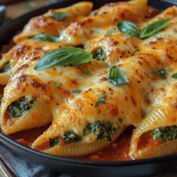Cheesy Spinach Stuffed Shells Recipe