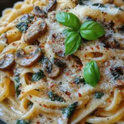 Creamy Spinach Mushroom Pasta is a delightful culinary creation that perfectly balances indulgence and healthiness, making it a go-to comfort meal for any occasion. With its velvety texture and rich, savory flavors, this dish is a testament to how simple ingredients can come together to create something truly special. The combination of fresh spinach and earthy mushrooms not only enhances the taste but also adds a nutritious twist, appealing to pasta lovers and health enthusiasts alike. Whether you're preparing a weeknight dinner or impressing guests at a dinner party, this creamy pasta dish is sure to satisfy.