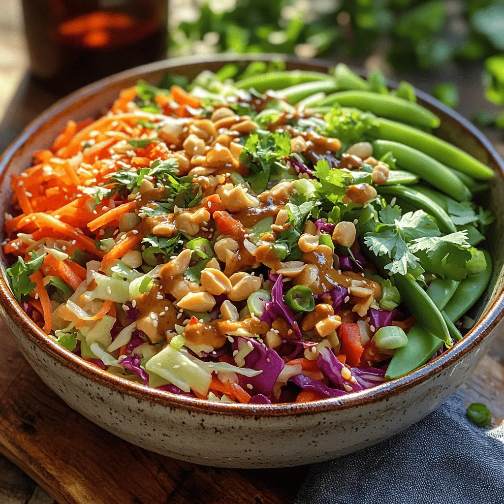 To create a Crunchy Asian Slaw that remains crisp and refreshing, it's essential to combine the ingredients properly. Begin by adding the shredded cabbage and carrots to a large mixing bowl. When incorporating the other vegetables, such as bell peppers and radishes, layer them on top rather than mixing them in immediately. This method ensures that the crunchiness of each vegetable is preserved.