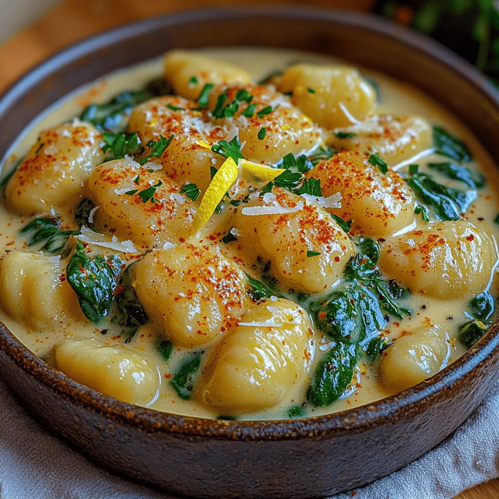 Welcome to the delightful world of gnocchi, a beloved Italian dish that has won the hearts of food enthusiasts across the globe. Characterized by its soft, pillowy texture and ability to absorb a variety of flavors, gnocchi serves as a versatile canvas for myriad sauces and toppings. Among the many interpretations of this classic dish, creamy lemon spinach gnocchi stands out as a perfect marriage of comforting richness and refreshing zest. This recipe is not only an indulgent experience for the palate but also a celebration of vibrant ingredients that come together harmoniously.