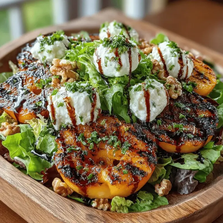 As the days grow longer and the sun shines brighter, summer invites us to indulge in fresh, seasonal salads that celebrate the bounty of nature. Among the myriad of vibrant salads, the Grilled Peach & Burrata Salad stands out as a delightful combination of flavors and textures. Imagine the sweetness of ripe peaches, perfectly caramelized over a grill, pairing beautifully with the luscious creaminess of burrata cheese. This salad is not just a feast for the taste buds; it is a visual delight, boasting an array of colors that can elevate any dining experience, whether it’s a casual picnic or a more sophisticated gathering.