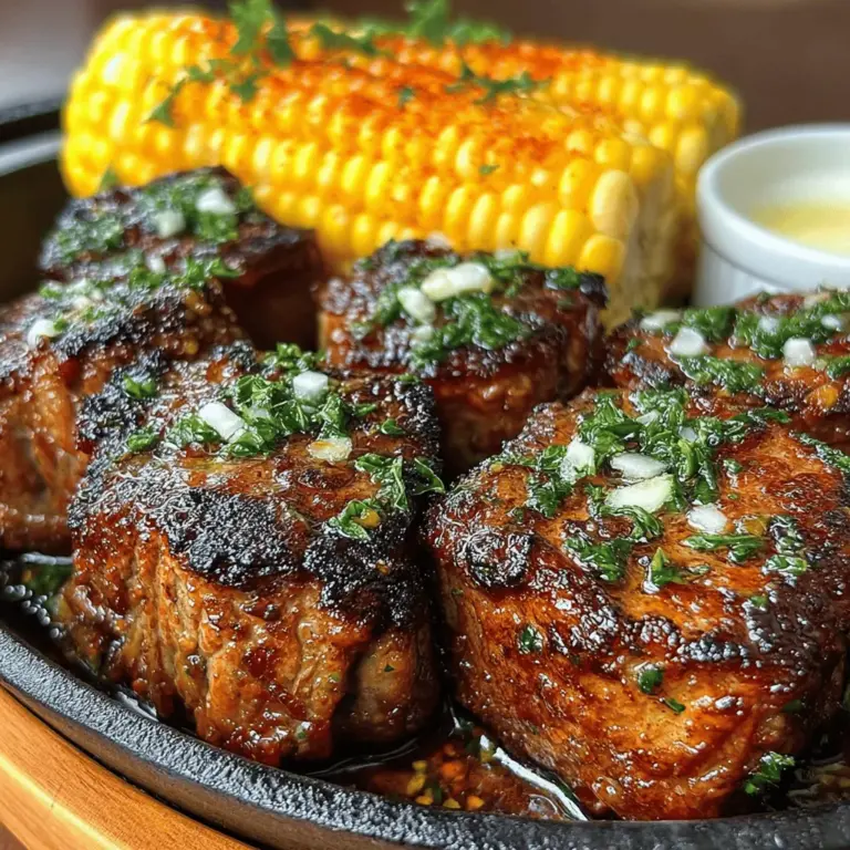 Sizzling Garlic Butter Steak Bites with Sweet Corn Delight is more than just a dish; it's a celebration of summer's vibrant flavors and a feast for the senses. This recipe brings together tender morsels of steak, infused with the rich taste of garlic and butter, perfectly complemented by the sweetness of fresh corn. Whether you're hosting a summer gathering or looking for an enticing weeknight dinner, this dish offers a delightful combination of textures and tastes that is hard to resist. The juicy steak bites provide a satisfying bite, while the sweet corn adds a burst of freshness that elevates the entire experience.