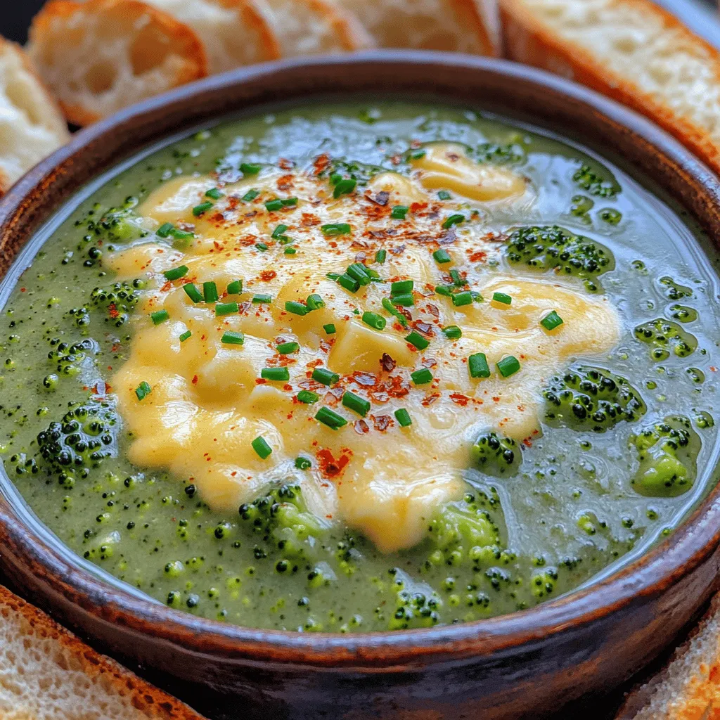 Welcome to the comforting world of Cheesy Broccoli Bliss Soup, a delightful dish that brings together the vibrant flavors of fresh broccoli, creamy cheeses, and aromatic herbs. This soup is not just a meal; it’s an experience that envelops you in warmth and satisfaction, especially on chilly days. Whether you're seeking a quick lunch option or a hearty dinner, this recipe is perfect for any occasion. With its simple preparation and wholesome ingredients, even the most novice cooks can create a bowl of deliciousness that feels like a hug in a bowl.