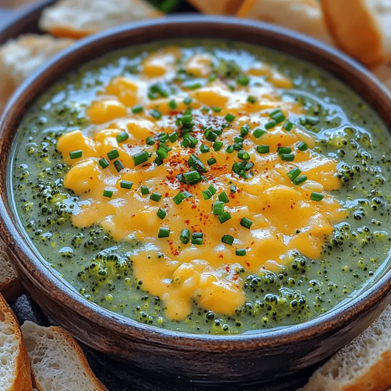 Welcome to the comforting world of Cheesy Broccoli Bliss Soup, a delightful dish that brings together the vibrant flavors of fresh broccoli, creamy cheeses, and aromatic herbs. This soup is not just a meal; it’s an experience that envelops you in warmth and satisfaction, especially on chilly days. Whether you're seeking a quick lunch option or a hearty dinner, this recipe is perfect for any occasion. With its simple preparation and wholesome ingredients, even the most novice cooks can create a bowl of deliciousness that feels like a hug in a bowl.