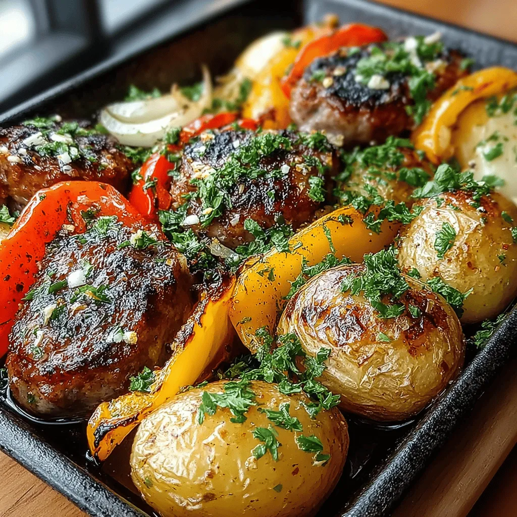 In the realm of weeknight dinners, few dishes can rival the irresistible allure of Sizzlin’ Sausage & Peppers Fiesta. This vibrant and hearty meal expertly combines the robust flavors of Italian sausage, the sweetness of bell peppers, and the satisfying bite of baby potatoes, creating a colorful feast that is as pleasing to the eye as it is to the palate. The appeal of this dish lies not only in its mouthwatering taste but also in its simplicity and speed of preparation, making it an ideal choice for busy families and individuals looking to whip up a satisfying meal without spending hours in the kitchen.