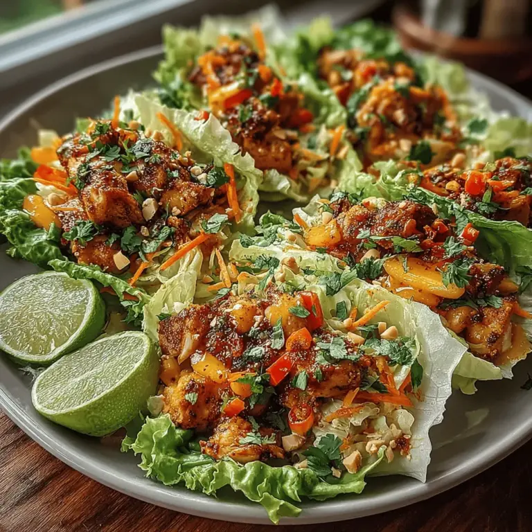 When it comes to vibrant and exciting meals, few dishes can match the appeal of Spicy Thai Peanut Chicken Lettuce Boats. This recipe combines the bold flavors of Thailand with a fresh and healthy twist, making it an ideal choice for a quick weeknight dinner or an impressive appetizer for gatherings. The beauty of this dish lies not only in its rich taste but also in its presentation—colorful ingredients are nestled in crisp lettuce leaves, creating a visually appealing and deliciously interactive dining experience.