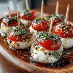 Seasoning plays a pivotal role in bringing out the natural flavors of the ingredients in your Mini Caprese Bites. Salt and pepper are essential in enhancing the taste profiles of the fresh mozzarella, tomatoes, and basil. A light sprinkle of salt not only intensifies the sweetness of the tomatoes but also balances the creaminess of the mozzarella. Similarly, freshly cracked pepper adds a subtle heat that can elevate the overall flavor experience. When assembling your bites, remember to season each layer lightly to ensure that every component shines through.