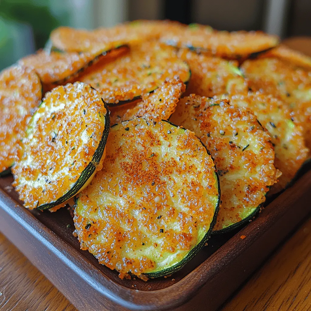 In a world where healthy snacking is often overshadowed by processed options, <strong>Golden Parmesan Zucchini Chips</strong> stand out as a delicious and nutritious alternative. This recipe transforms humble zucchinis into crispy, golden chips that are not only satisfying but also guilt-free. Whether you are looking for a snack to enjoy while binge-watching your favorite show, a crunchy addition to your lunch, or a unique appetizer for your next gathering, these zucchini chips are sure to impress.” /></p>
</p>
<h3>Timing for Adding Vegetables to Retain Crunch and Nutrients</h3>
</p>
<p>When preparing your Golden Parmesan Zucchini Chips, timing is crucial for achieving that ideal crunch while preserving the vegetables’ nutrients. Start by preheating your oven to 425°F (220°C) and preparing your baking sheets lined with parchment paper. As you slice the zucchini, aim for even thickness—about 1/4 inch works best for uniform cooking.</p>
</p>
<p>Once you’ve prepared your zucchini, it’s essential to let them sit for about 10-15 minutes after seasoning. This resting period helps the salt draw out excess moisture, which not only enhances flavor but also improves the crispness of the chips when baked. After the resting period, pat the zucchini slices dry with paper towels to remove any excess moisture. This step is crucial; moisture can lead to soggy chips, which we want to avoid.</p>
</p>
<h3>Balancing Flavors with Acidity and Seasoning</h3>
</p>
<p>The balance of flavors in your Golden Parmesan Zucchini Chips can elevate them from a simple snack to a standout dish. To achieve this, consider adding a touch of acidity. A squeeze of lemon juice or a drizzle of balsamic vinegar before baking can brighten the flavors and complement the richness of the cheese.</p>
</p>
<p>In terms of seasoning, while Parmesan provides a savory depth, don’t shy away from experimenting with additional spices. A sprinkle of garlic powder, paprika, or even a hint of cayenne pepper can enhance the flavor profile. Just remember that the seasoning should complement the zucchini without overpowering its natural taste.</p>
</p>
<h3>Final Touches</h3>
</p>
<p>Once your zucchini chips are baked to a beautiful golden brown, it’s time for the final touches. After removing them from the oven, you can sprinkle a little more grated Parmesan on top while they are still hot. This will create a melty, cheesy layer that adds an extra depth of flavor.</p>
</p>
<p>If you’ve opted for herb seasoning, consider adding fresh herbs at this stage. Chopped parsley or basil not only adds a pop of color but also infuses the dish with fresh aromas. Allow the chips to cool for a few moments before serving; this will help them set and maintain their crunch.</p>
</p>
<h3>Incorporating Fresh Herbs or Garnishes</h3>
</p>
<p>Fresh herbs can make a significant difference in both the flavor and presentation of your Golden Parmesan Zucchini Chips. Consider garnishing your dish with finely chopped chives or a sprinkle of fresh thyme. These herbs will add an aromatic quality that complements the rich, cheesy flavor of the chips.</p>
</p>
<p>Another great option is to prepare a simple herb dip or sauce to accompany your chips. A yogurt-based dip with dill or a creamy avocado dip can provide a refreshing contrast to the warm, crispy chips.</p>
</p>
<h3>Adjusting Seasoning to Taste</h3>
</p>
<p>Before serving, taste your zucchini chips to determine if they need any additional seasoning. Sometimes, a small pinch of salt or a dash of pepper can bring out the flavors even more. Encourage your guests to adjust the seasoning on their plates too; having a salt and pepper shaker on the table allows everyone to tailor their experience according to personal preferences.</p>
</p>
<h3>Serving Suggestions</h3>
</p>
<h4>Presentation Ideas</h4>
</p>
<p>Presentation is key when serving your Golden Parmesan Zucchini Chips. Consider arranging them in a circular pattern on a large platter, creating a visually appealing display. Alternatively, you can stack them vertically in a glass jar for a fun, rustic look that invites guests to dig in.</p>
</p>
<h4>Plating Techniques for an Appealing Dish</h4>
</p>
<p>To enhance the visual appeal, use contrasting colors in your plating. Serve your zucchini chips alongside a vibrant red salsa or a bright green pesto. This not only looks beautiful but also beckons the taste buds with the promise of complementary flavors.</p>
</p>
<h4>Choosing the Right Dishware to Enhance the Meal</h4>
</p>
<p>Opt for simple, elegant dishware that complements the vibrant colors of your zucchini chips. White plates provide a classic backdrop that allows the golden chips to shine. For a more casual setting, consider using wooden boards or slate platters, which add a rustic charm and are perfect for sharing.</p>
</p>
<h3>Pairing with Sides</h3>
</p>
<h4>Complementary Side Dishes to Create a Complete Meal</h4>
</p>
<p>Golden Parmesan Zucchini Chips can serve as a delightful appetizer or snack but can also be part of a larger meal. Pair them with a light salad composed of mixed greens, cherry tomatoes, and a tangy vinaigrette for balanced nutrition. Alternatively, serve them alongside grilled chicken or fish for a wholesome dinner.</p>
</p>
<h4>Beverage Pairings That Enhance the Dining Experience</h4>
</p>
<p>To complement your zucchini chips, consider refreshing beverage options. A crisp white wine, such as Sauvignon Blanc, pairs beautifully with the savory flavors of the chips. For a non-alcoholic option, a sparkling water infused with lemon or cucumber can cleanse the palate and provide a refreshing counterpoint to the richness of the dish.</p>
</p>
<h3>Leftover Ideas</h3>
</p>
<h4>Creative Ways to Repurpose Leftovers for New Meals</h4>
</p>
<p>If you find yourself with leftover Golden Parmesan Zucchini Chips, don’t worry! They can be easily repurposed into various delightful meals. Crumble the chips over a fresh salad to add a crunchy topping, or use them as a flavorful crust for baked chicken or fish.</p>
</p>
<p>Another fantastic idea is to blend the leftover chips into a crunchy coating for casseroles or baked dishes. Their cheesy flavor will enhance any meal while adding an exciting texture.</p>
</p>
<h3>Nutritional Information</h3>
</p>
<h4>Overview of the Nutritional Profile</h4>
</p>
<p>Golden Parmesan Zucchini Chips are not only delicious but also nutritious. Zucchini is low in calories and packed with vitamins and minerals. A serving typically contains about 150 calories, depending on the amount of cheese used and additional toppings.</p>
</p>
<h4>Breakdown of Calories, Macros, and Vitamins</h4>
</p>
<p>Each serving of these chips provides a healthy dose of dietary fiber, along with vitamins A and C. The Parmesan cheese contributes protein and calcium, making this a balanced snack option. Be mindful of portion sizes as the cheese can increase the calorie count quickly.</p>
</p>
<h4>Health Benefits of Each Ingredient</h4>
</p>
<p>Zucchini is known for its health benefits, including promoting hydration due to its high water content and supporting digestive health. Meanwhile, Parmesan cheese offers a rich source of calcium and protein, essential for bone health and muscle maintenance.</p>
</p>
<h4>Dietary Considerations</h4>
</p>
<p>Golden Parmesan Zucchini Chips can fit into various dietary lifestyles, including low-carb and keto diets due to the vegetable base and minimal carbohydrates. However, those with lactose intolerance may need to substitute the Parmesan with a dairy-free alternative or nutritional yeast for a similar flavor.</p>
</p>
<h3>Cultural Significance and Variations</h3>
</p>
<h4>Historical Background of the Dish</h4>
</p>
<p>Zucchini has a rich history, originating from Mesoamerica and then becoming popular in Italian cuisine. The concept of frying or baking vegetables into chips can be traced back to many cultures, emphasizing the universal love for crispy snacks.</p>
</p>
<h4>Origins and Evolution of the Recipe</h4>
</p>
<p>Golden Parmesan Zucchini Chips represent a modern twist on traditional vegetable chips, showcasing how simple ingredients can be transformed into delicious snacks. The evolution of this recipe reflects contemporary trends towards healthier eating without sacrificing flavor.</p>
</p>
<h4>Regional Variations and Their Unique Twists</h4>
</p>
<p>While this version focuses on Parmesan, various cultures have their takes on vegetable chips. In India, for instance, you might find spiced potato chips, while in the Mediterranean, you may encounter eggplant chips seasoned with herbs.</p>
</p>
<h3>Personal Anecdotes</h3>
</p>
<p>Cooking is often intertwined with personal memories and family traditions. Many enjoy sharing zucchini chips at summer barbecues or family gatherings, where they become a beloved staple. The process of preparing them can evoke memories of time spent in the kitchen, passing down recipes from one generation to the next.</p>
</p>
<h3>Conclusion</h3>
</p>
<p>In conclusion, Golden Parmesan Zucchini Chips are a delicious and versatile snack that combines the crunch of fresh vegetables with the savory richness of cheese. With their simple preparation and delightful flavor, they make a perfect addition to any meal or gathering. Embrace the joy of cooking and sharing these chips with loved ones, and don’t hesitate to explore your variations—perhaps adding your favorite spices or herbs. The kitchen is a place for creativity and connection, so enjoy the process and celebrate the delicious results.</p>
</div>