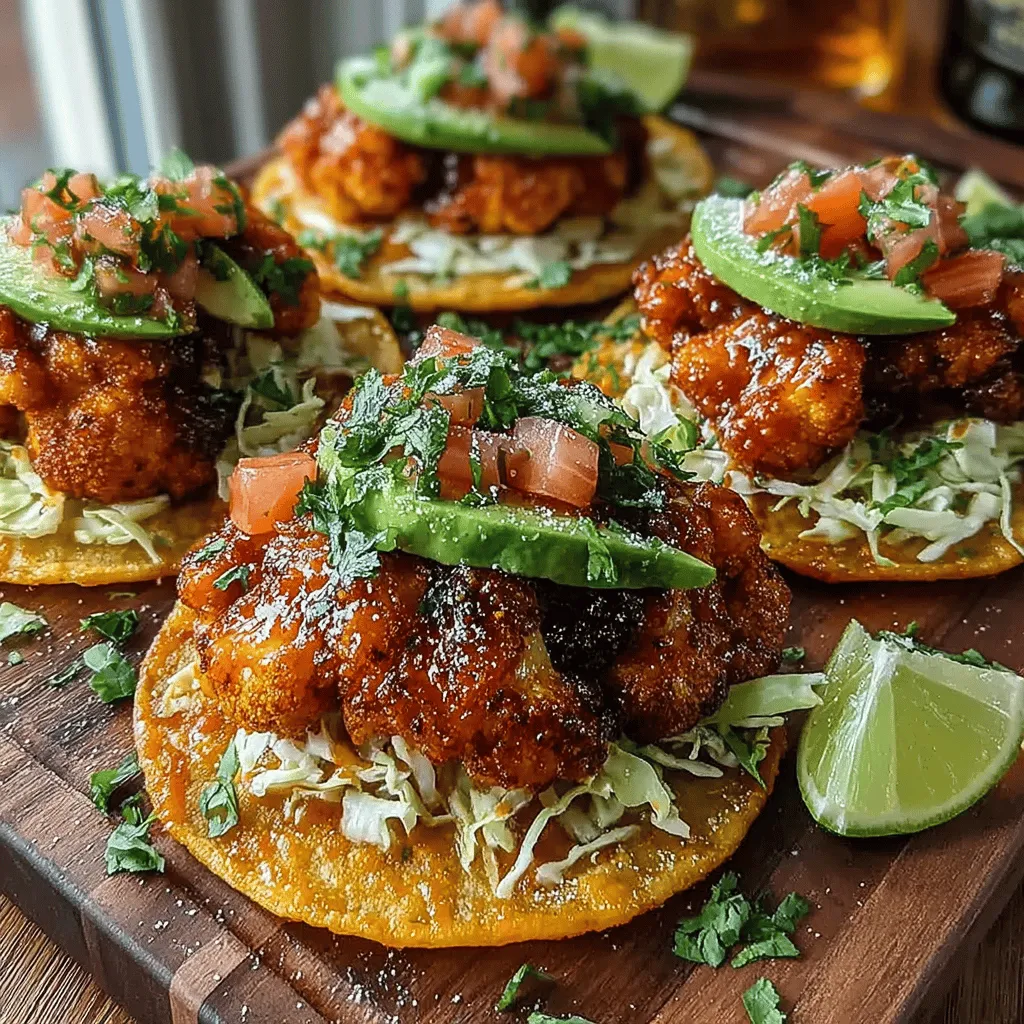 Fiery Buffalo Cauliflower Tostadas are a vibrant, flavorful dish that merges the beloved taste of traditional buffalo wings with a fresh, plant-based twist. This recipe not only satisfies the cravings for something spicy and savory, but it also offers a healthier alternative without sacrificing flavor. The crispy cauliflower, coated in a zesty buffalo sauce, is served on a crunchy tostada shell and topped with a medley of fresh vegetables, creating a delightful explosion of textures and tastes in every bite.