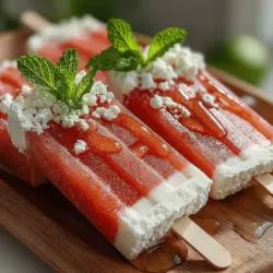 To create the ultimate creamy texture in your Creamy Watermelon Feta Pops, the key lies in the right balance between the feta cheese and Greek yogurt. Start by using high-quality, full-fat feta and creamy Greek yogurt. This combination not only enhances the flavor but also contributes to a rich, smooth texture that is essential for popsicles.