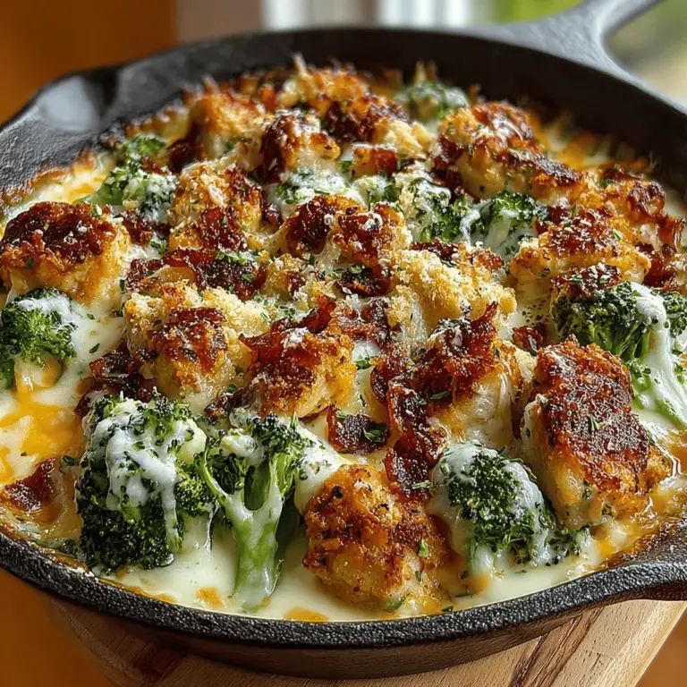 Imagine a dish that captures the essence of comfort food while maintaining a balance of nutrition and flavor. Enter the Cheesy Ranch Chicken Broccoli Skillet, a delightful one-pan meal that is not only satisfying but also quick to prepare. This recipe seamlessly combines tender chicken, vibrant broccoli, and rich, gooey cheese with the tangy kick of ranch dressing, resulting in a dish that is sure to become a staple in your kitchen. Whether you're navigating a busy weeknight or planning a cozy family dinner, this skillet meal offers both convenience and deliciousness in every bite.