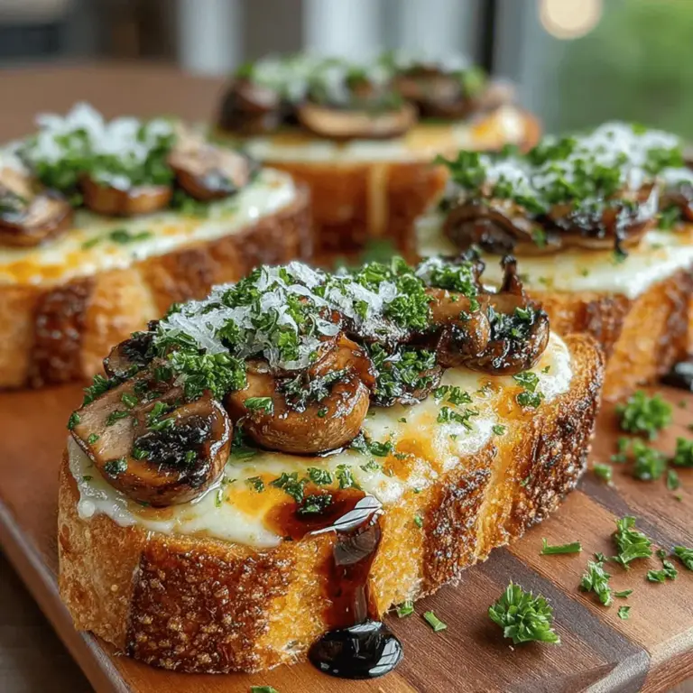 Indulge in the exquisite flavors of our Melt-in-Your-Mouth Savory Mushroom & Brie Toast Melts. This delightful recipe artfully combines the earthy essence of fresh mushrooms with the creamy richness of Brie cheese, all generously layered on a rustic bread base. Whether you're hosting a dinner party, enjoying a casual lunch, or seeking an elegant snack, these toast melts are sure to leave a lasting impression on family and friends alike.