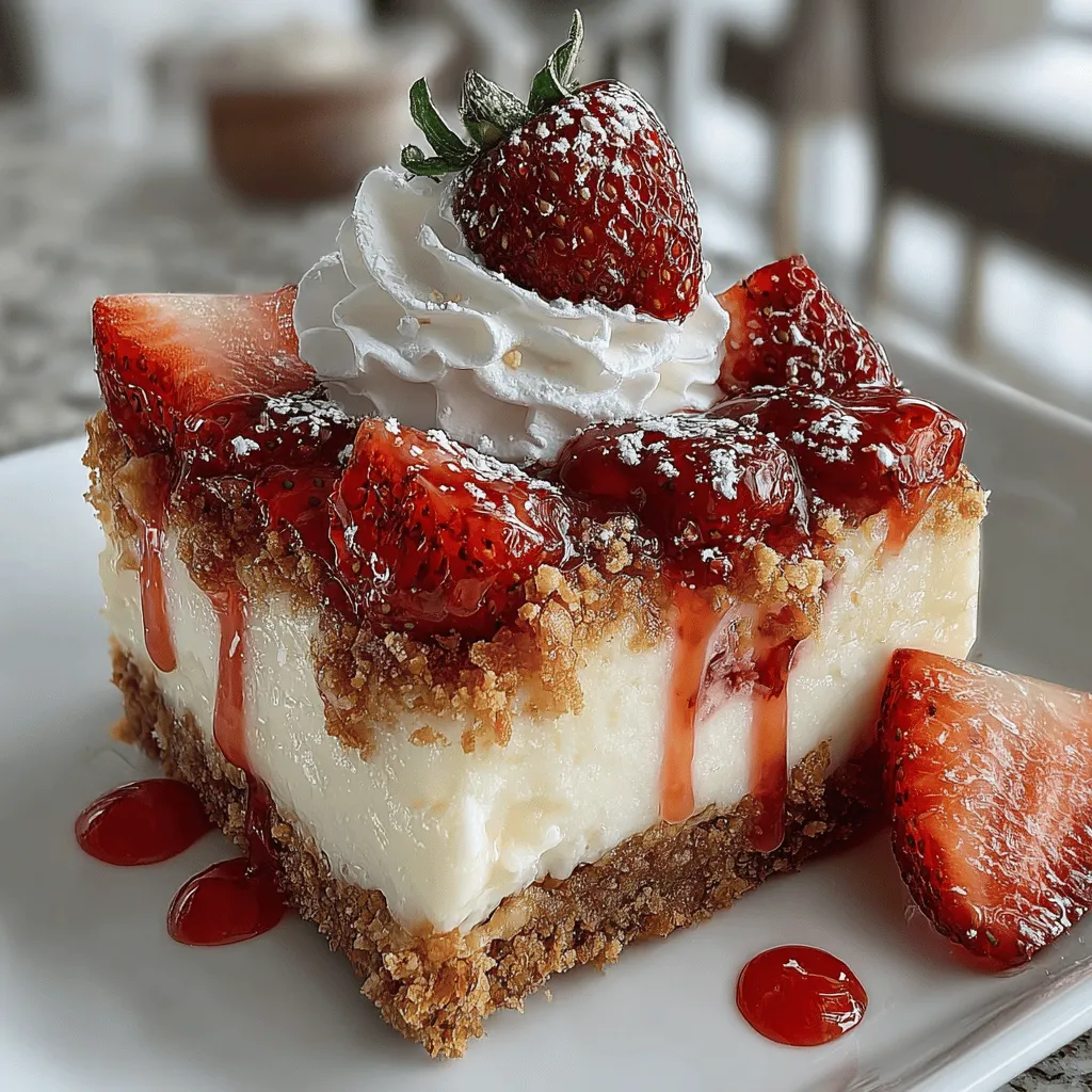 In the realm of dessert, few treats can rival the delightful combination of strawberries and cheesecake. The Frosty Strawberry Bliss Cheesecake Bars are a perfect way to celebrate the sweetness of summer while indulging in a creamy, rich dessert that's as satisfying as it is refreshing. These bars encapsulate the essence of warm days and cool evenings, making them an ideal choice for picnics, barbecues, or simply enjoying at home with loved ones. With a luscious cheesecake filling supported by a crunchy crust, these bars promise to be a hit at any gathering.