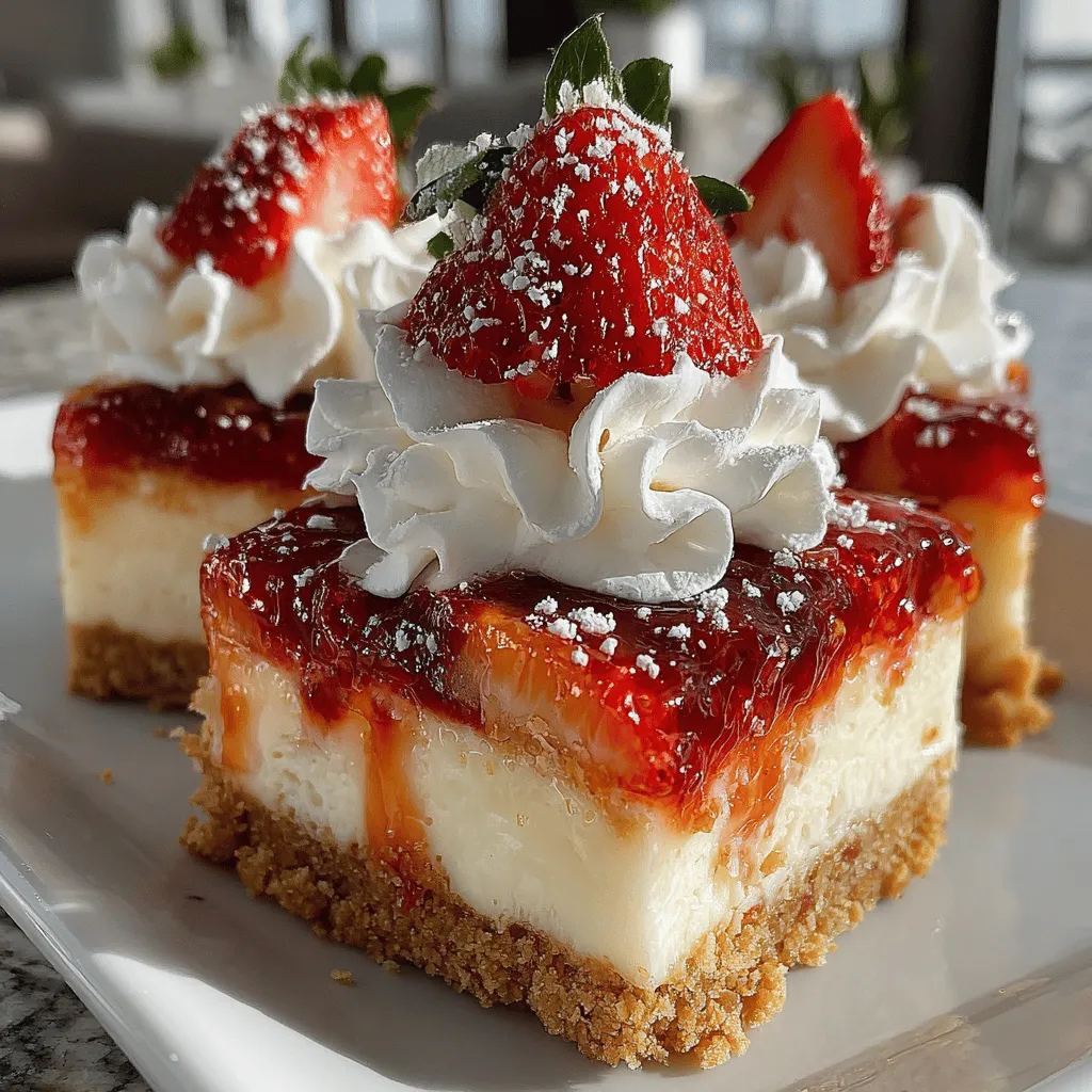 In the realm of dessert, few treats can rival the delightful combination of strawberries and cheesecake. The Frosty Strawberry Bliss Cheesecake Bars are a perfect way to celebrate the sweetness of summer while indulging in a creamy, rich dessert that's as satisfying as it is refreshing. These bars encapsulate the essence of warm days and cool evenings, making them an ideal choice for picnics, barbecues, or simply enjoying at home with loved ones. With a luscious cheesecake filling supported by a crunchy crust, these bars promise to be a hit at any gathering.