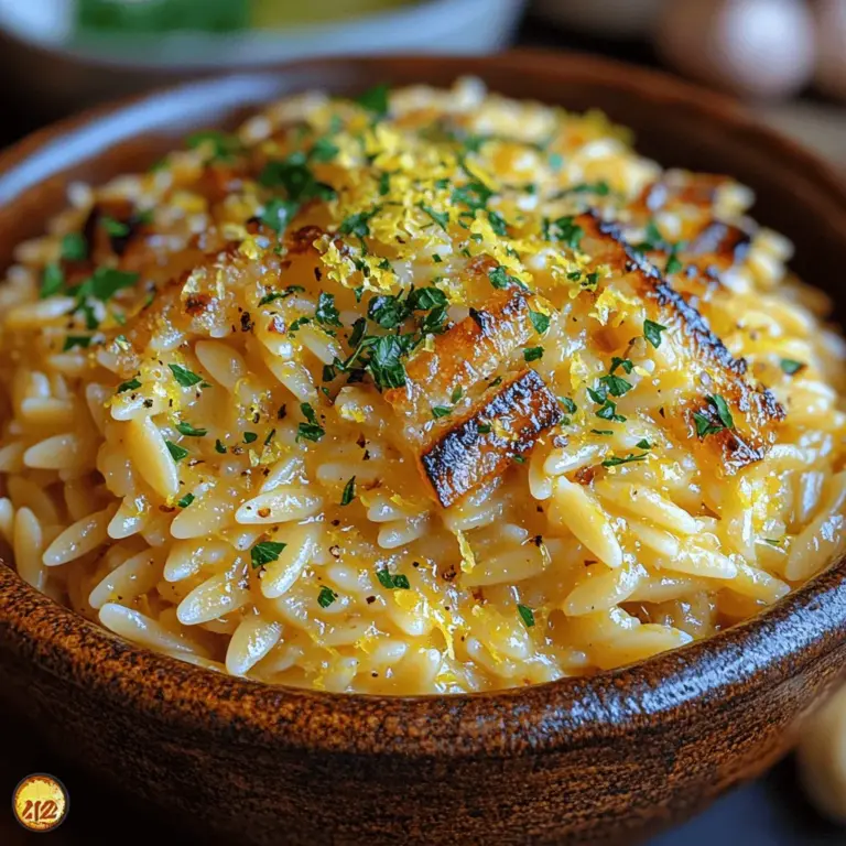 Zesty Creamy Lemon Garlic Orzo is a dish that brings together a symphony of flavors, combining the freshness of lemon, the aromatic allure of garlic, and the creamy texture of orzo pasta. This delightful recipe is not just a meal; it’s a celebration of culinary traditions that echoes the Mediterranean’s penchant for vibrant, wholesome ingredients. Originating from Italy, orzo—meaning "barley" in Italian—has become a staple in numerous cuisines around the world, often used in soups, salads, or as a satisfying side dish.