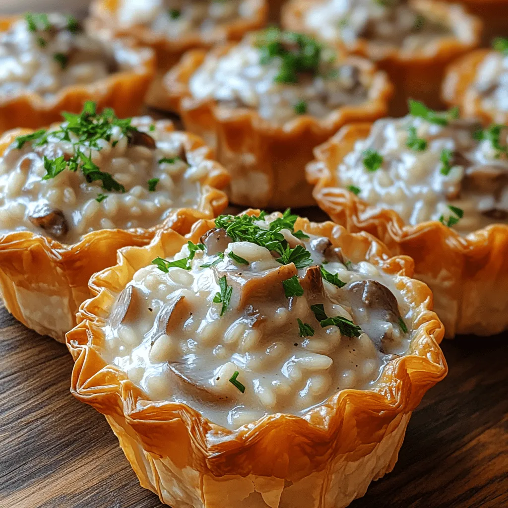In the realm of comfort food, few dishes rival the creamy, rich texture of risotto. Among the many variations, <strong>Velvet Mushroom Risotto Cups</strong> stand out not only for their delectable flavor but also for their elegant presentation. These charming cups of risotto are not just a feast for the palate but also a visual delight, making them an ideal choice for entertaining guests or enjoying a cozy family dinner. The combination of earthy mushrooms, creamy arborio rice, and aromatic herbs creates a dish that is both sophisticated and comforting.” /></p>
</p>
<p>Exploring the flavor profile of Velvet Mushroom Risotto Cups reveals a delightful interplay of sweet, savory, and subtly spicy elements. The earthy richness of the mushrooms pairs beautifully with the creamy texture of the risotto, creating a satisfying mouthfeel that is both comforting and elegant. When cooked properly, the Arborio rice delivers a hint of sweetness, while the addition of garlic and onion introduces a savory depth. A touch of white wine can add a slight acidity, balancing the dish and enhancing its complexity. For those who enjoy a bit of heat, a sprinkle of crushed red pepper or a dash of cayenne can elevate the flavor profile without overpowering the delicate taste of the mushrooms.</p>
</p>
<h3>Suggested Side Dishes</h3>
</p>
<p>To create a well-rounded meal around your Velvet Mushroom Risotto Cups, consider pairing them with side dishes that complement their rich flavors. A fresh arugula salad dressed with lemon vinaigrette provides a zesty contrast, cutting through the creaminess of the risotto. Alternatively, roasted asparagus or haricots verts seasoned with a drizzle of olive oil and a sprinkle of sea salt can enhance the earthy notes of the mushrooms. For those craving something heartier, a side of garlic bread or bruschetta topped with fresh tomatoes and basil can round out your meal, offering a crunchy texture that complements the soft risotto.</p>
</p>
<h3>Beverage Pairings</h3>
</p>
<p>To enhance your dining experience, choose beverages that will harmonize with the flavors of the Velvet Mushroom Risotto Cups. A crisp, chilled Sauvignon Blanc or a light Pinot Grigio works wonderfully, as the acidity of these wines can cut through the richness of the dish. If you prefer non-alcoholic options, consider serving sparkling water with a twist of lemon or a refreshing herbal iced tea. Both options cleanse the palate while allowing the flavors of the risotto to shine.</p>
</p>
<h3>Nutritional Benefits</h3>
</p>
<p>Understanding the nutritional value of your ingredients can enhance the enjoyment of any dish. The main components of Velvet Mushroom Risotto Cups—mushrooms, Arborio rice, and broth—each bring a wealth of nutrients to the table. Mushrooms are low in calories yet rich in vitamins D and B, as well as minerals such as selenium and potassium. Arborio rice, while primarily a source of carbohydrates, provides energy and contributes to a feeling of fullness.</p>
</p>
<p>In terms of health benefits, this recipe supports a balanced diet by incorporating whole foods and providing a good source of fiber, particularly if you add vegetables or legumes. The dish can easily be adapted to suit various dietary needs, such as vegan or gluten-free diets, making it a versatile choice for gatherings and everyday meals.</p>
</p>
<h3>Serving Suggestions</h3>
</p>
<p>Presentation can elevate your Velvet Mushroom Risotto Cups from simple to stunning. Consider using small, elegant ramekins or individual tart shells to serve the risotto, garnished with fresh herbs like parsley or chives for a pop of color. Drizzling a bit of truffle oil over the top just before serving adds a luxurious touch and enhances the mushroom flavor.</p>
</p>
<p>For optimal enjoyment, serve the risotto cups warm, as the creamy texture is best appreciated at a higher temperature. If you’re preparing the dish in advance, store the risotto in an airtight container, allowing it to cool completely before refrigerating. It can be reheated on the stovetop over low heat, adding a splash of broth for creaminess. For meal prep, consider preparing the risotto ahead of time and filling the cups just prior to serving to maintain their integrity.</p>
</p>
<h3>Cultural Significance</h3>
</p>
<p>Risotto has deep-rooted cultural significance, especially in Italian cuisine. Originating from Northern Italy, particularly the Lombardy region, the dish has become a staple in many households and is often associated with celebrations and family gatherings. Variations of risotto can be found across cultures, from the seafood-rich Risotto ai Frutti di Mare to the vegetable-packed Risotto Primavera.</p>
</p>
<p>Personal anecdotes often accompany this dish; many home cooks have memories of learning to make risotto from family members, stirring the pot and adding broth slowly while sharing stories around the kitchen table. This communal aspect of cooking risotto reinforces its status as a dish that brings people together, creating bonds over shared flavors and experiences.</p>
</p>
<h3>Common Mistakes to Avoid</h3>
</p>
<p>While making Velvet Mushroom Risotto Cups, there are several common pitfalls to be aware of. One of the most frequent mistakes is neglecting to stir the risotto frequently, which can lead to uneven cooking and a gluey texture. Remember to add broth gradually, allowing it to absorb before adding more; this is key to achieving that desired creamy consistency.</p>
</p>
<p>If you find your risotto is too thick, you can troubleshoot by adding a little more broth or water to loosen it up. Conversely, if it becomes too soupy, cook it over low heat to reduce the liquid while stirring constantly. Lastly, patience is essential; rushing the cooking process can result in undercooked rice or a lack of flavor development. Embrace the process, and allow the dish to come together at its own pace.</p>
</p>
<h3>Conclusion</h3>
</p>
<p>In summary, the Velvet Mushroom Risotto Cups are a delightful culinary creation that combines rich, earthy flavors with a creamy texture, making them a standout dish for any occasion. From exploring the intricate flavor profile to understanding the nutritional benefits and cultural significance, this recipe offers a journey through taste and tradition. Encourage yourself to try making this dish at home, relishing the process of cooking and the joy of sharing meals with loved ones. As you gather around the table to enjoy your Velvet Mushroom Risotto Cups, remember that cooking is not just about the food—it’s about the memories created and the connections forged over shared experiences. Happy cooking!</p>
</div>
