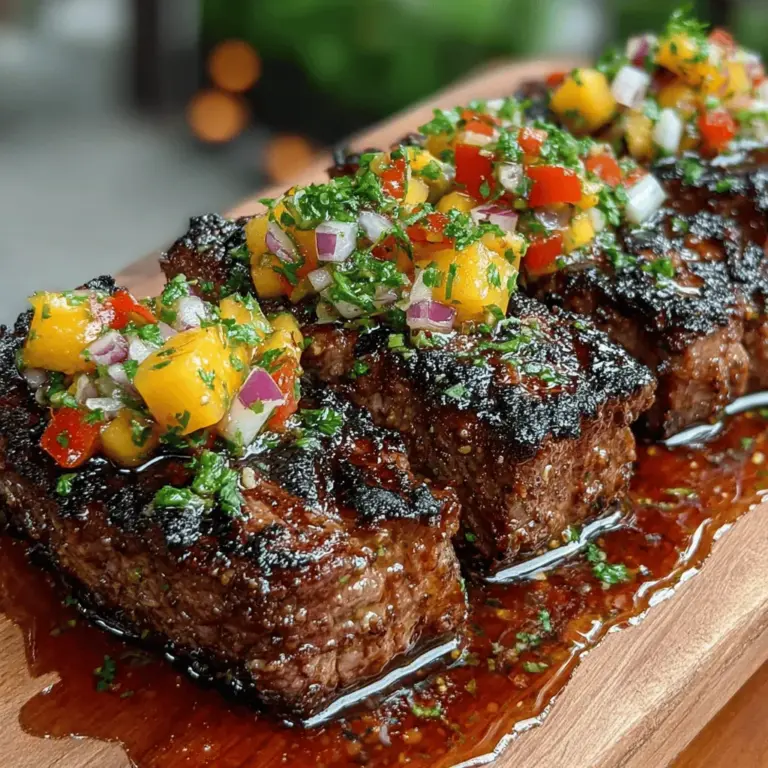As the days grow warmer and the evenings stretch longer, there's nothing quite like the sizzle of beef skewers cooking on the grill to evoke the essence of summer. The recipe for Sizzling Beef Skewers with Fresh Peach Salsa captures this seasonal spirit, combining the rich, savory flavors of marinated beef with the refreshing sweetness of ripe peaches. This dish not only tantalizes your taste buds but also presents an enticing visual feast, making it perfect for summer gatherings, backyard barbecues, or casual dinners with family and friends.