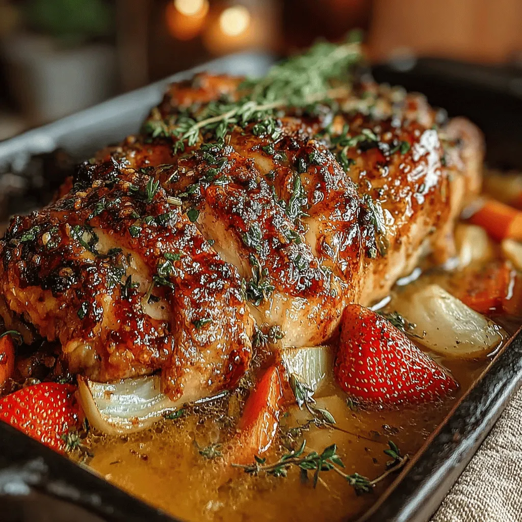 In the realm of holiday feasts, few dishes command attention quite like a perfectly roasted turkey. It's often the centerpiece of festive gatherings, a symbol of abundance and a source of cherished family traditions. However, as palates evolve and culinary creativity flourishes, why settle for the conventional flavors when you can elevate your turkey game with a unique twist? Enter the Strawberry Bliss Glazed Turkey, a delightful fusion of savory and sweet that promises to captivate your taste buds and leave your family and guests raving about your culinary prowess.