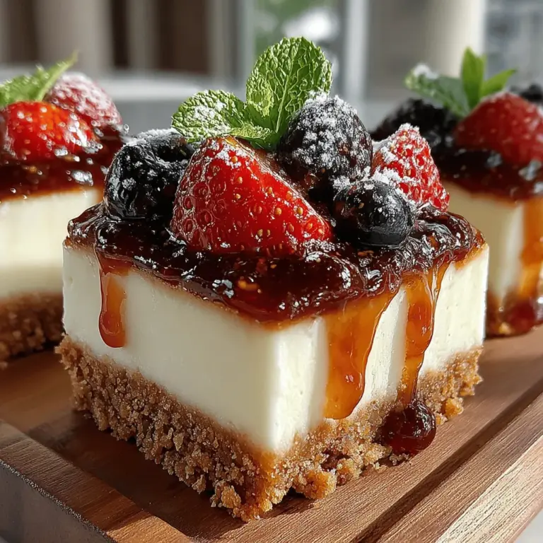 As summer arrives and temperatures rise, there’s nothing quite like a refreshing dessert to cool you down. No-bake desserts are a favorite during the warm months, offering a delightful way to satisfy your sweet tooth without the need to turn on the oven. Among these, the Berry Bliss No-Bake Cheesecake Bars stand out as a perfect choice. Their vibrant colors, rich creamy filling, and luscious berry topping make them not only a feast for the eyes but also a treat for the palate.