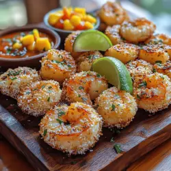 Tropical Crunchy Coconut Shrimp Bites are an exquisite dish that transports you straight to a sun-soaked beach with every bite. This delightful appetizer, often served at parties, gatherings, and festive occasions, combines the sweetness of coconut with the savory taste of shrimp, making it a favorite among seafood lovers and culinary adventurers alike. Originating from tropical regions where both shrimp and coconuts are abundant, this dish reflects the vibrant flavors and cultures of the Caribbean and Southeast Asia, where coconut shrimp is a beloved specialty.