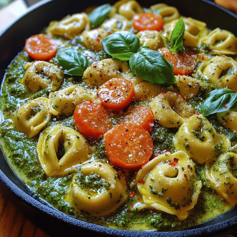 Creamy pasta dishes have a special way of captivating our senses, offering a comforting blend of flavors and textures that can transport us to a cozy Italian trattoria with every bite. Among the myriad of pasta recipes that grace our tables, Creamy Pesto Tortellini Skillet stands out as a delightful combination of rich creaminess and vibrant herbaceous notes. This dish not only delivers an irresistible flavor profile but also presents a quick and easy solution for those busy weeknights or special occasions when you want to impress without spending hours in the kitchen. With its minimal prep time and straightforward cooking process, Creamy Pesto Tortellini Skillet embodies the essence of delicious comfort food that doesn’t compromise on taste or quality.