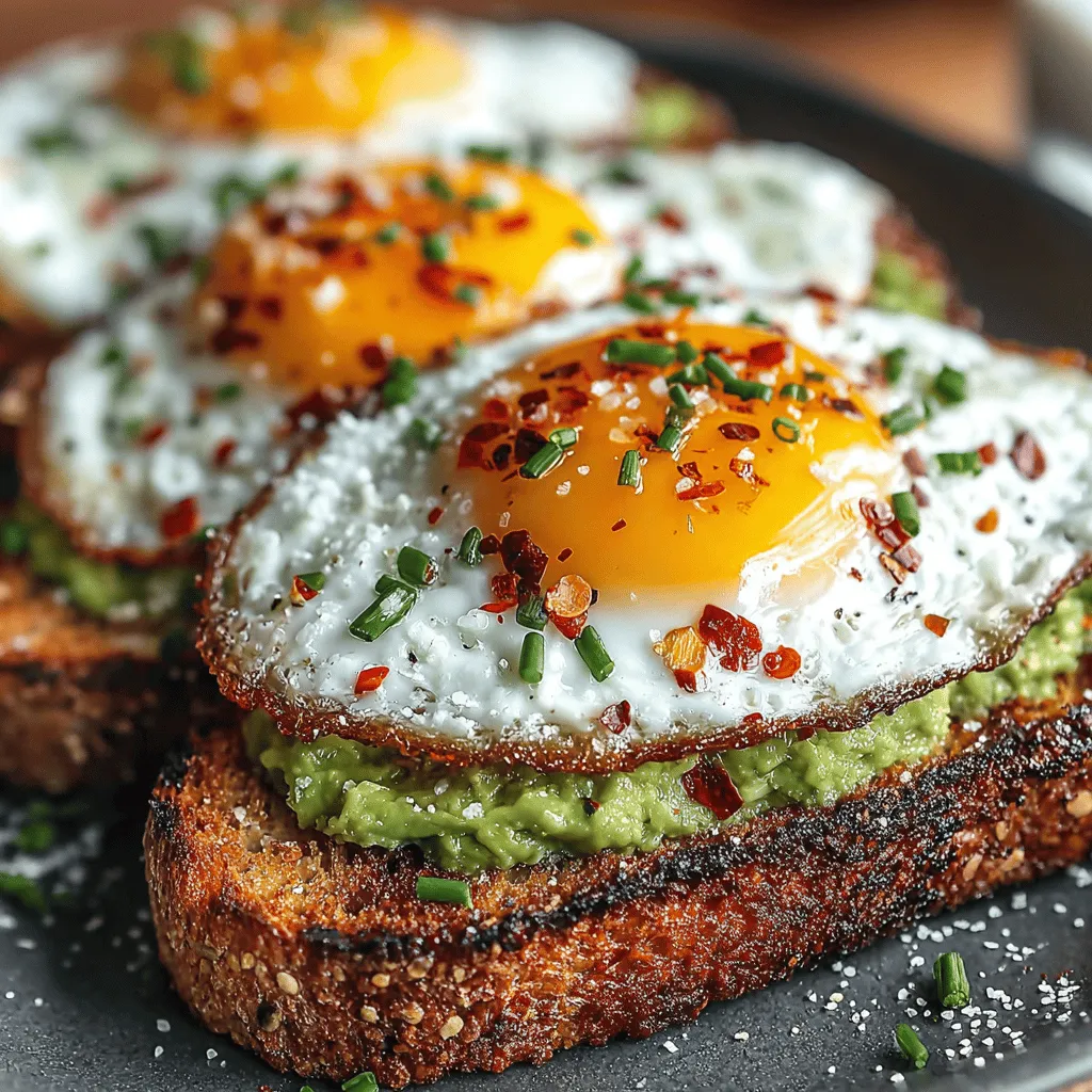 To elevate your Creamy Avocado Egg Toast Stack, consider adding optional ingredients like red pepper flakes and fresh herbs. Red pepper flakes can introduce a hint of heat, enhancing the overall flavor profile of the dish. Meanwhile, fresh herbs such as cilantro, chives, or parsley not only brighten the presentation but also contribute delightful freshness. These small additions can personalize your toast, allowing you to tailor it to your taste preferences. Don't hesitate to experiment; a sprinkle of freshly chopped herbs or a dash of spice can transform your avocado toast into a culinary delight.