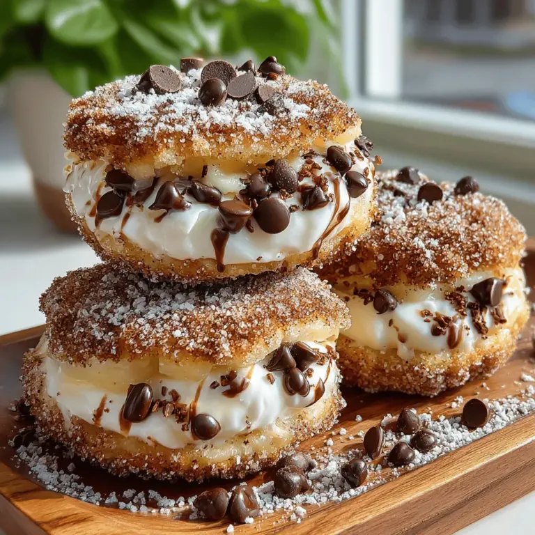 Step into the realm of indulgent desserts with Frozen Yogurt Churro Cookie Coins, a delightful fusion that elegantly combines the beloved characteristics of churros with the creamy delight of frozen yogurt. This innovative recipe transcends traditional treats, offering a unique twist that is not only delicious but also visually captivating. Perfect for gatherings, birthday parties, or simply as a fun family activity, these cookie coins are sure to impress both young and old alike. With their rich filling and playful texture, they encapsulate the joy of sharing good food with loved ones.