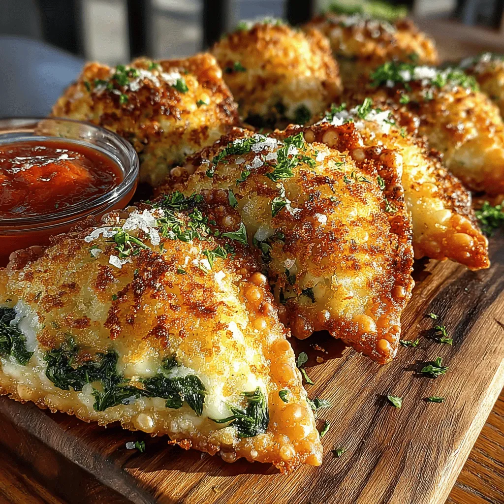 Step into the realm of culinary delights with our Crispy Air Fryer Spinach Ricotta Wontons. These delectable, bite-sized morsels are not just a treat for the taste buds; they also serve as a stunning appetizer for any occasion. Imagine the creamy richness of ricotta cheese mingling with the vibrant, fresh notes of spinach, all enveloped in a perfectly crispy wonton wrapper. Whether you're hosting a casual gathering, throwing a festive party, or simply looking to impress your family with a gourmet snack, these wontons are sure to be a hit.