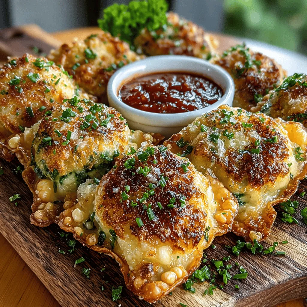 Step into the realm of culinary delights with our Crispy Air Fryer Spinach Ricotta Wontons. These delectable, bite-sized morsels are not just a treat for the taste buds; they also serve as a stunning appetizer for any occasion. Imagine the creamy richness of ricotta cheese mingling with the vibrant, fresh notes of spinach, all enveloped in a perfectly crispy wonton wrapper. Whether you're hosting a casual gathering, throwing a festive party, or simply looking to impress your family with a gourmet snack, these wontons are sure to be a hit.
