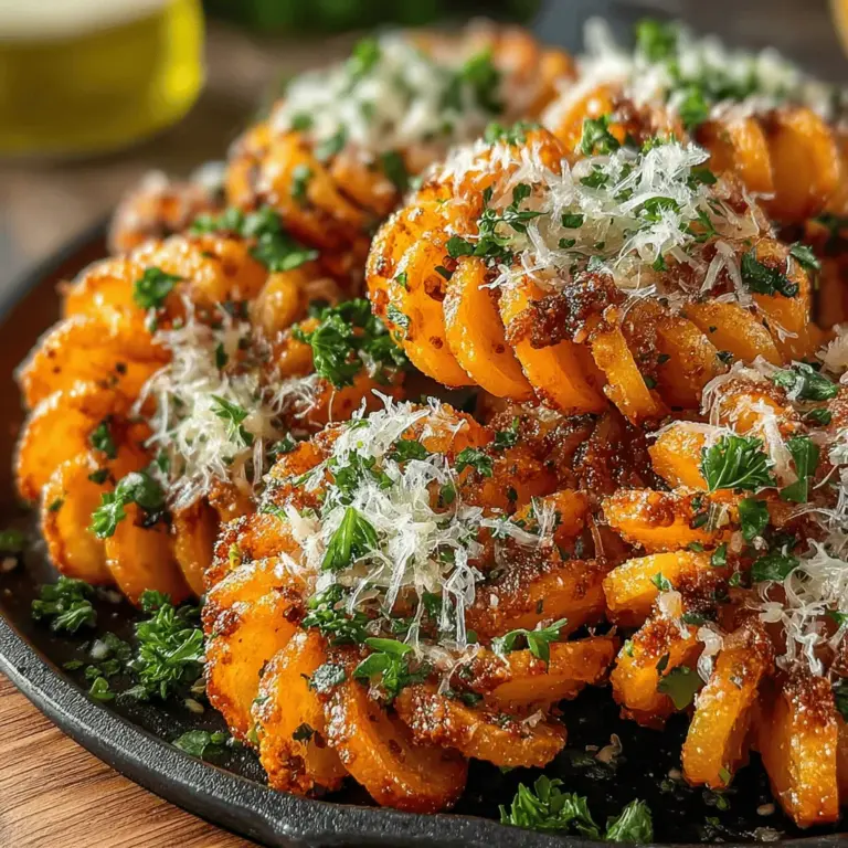 In the world of culinary delights, few dishes manage to capture both the eye and the palate quite like Garlic Parmesan Sweet Potato Spirals. This innovative recipe takes the humble sweet potato and transforms it into a visually striking and flavor-packed dish that is sure to elevate any meal. With its enticing aroma of roasted garlic and the savory, nutty notes of Parmesan cheese, this dish is not just a treat for the taste buds; it also delights the senses with its appealing spiral shape.