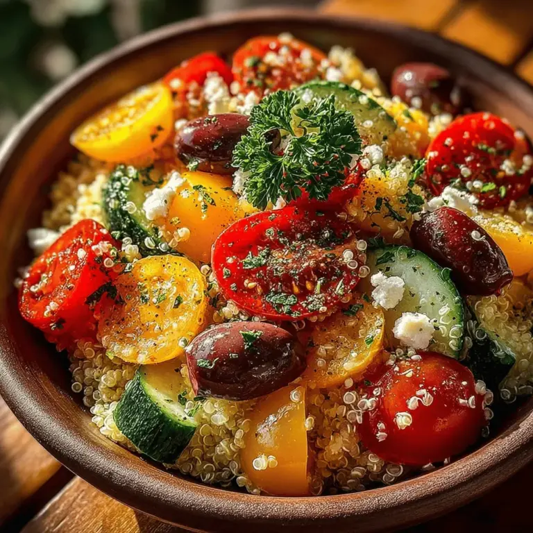 In the realm of healthy eating, few dishes stand out as vibrantly and deliciously as the Mediterranean Quinoa Salad Bowl. This dish embodies the essence of the Mediterranean diet, celebrated not just for its taste but also for its impressive nutritional profile. The combination of fresh ingredients, wholesome grains, and zesty flavors makes this salad a standout choice for anyone looking to maintain a healthy lifestyle without sacrificing flavor. Packed with nutrients, the Mediterranean Quinoa Salad Bowl is an ideal option for lunch or a light dinner, offering a satisfying meal that fuels the body and delights the palate.