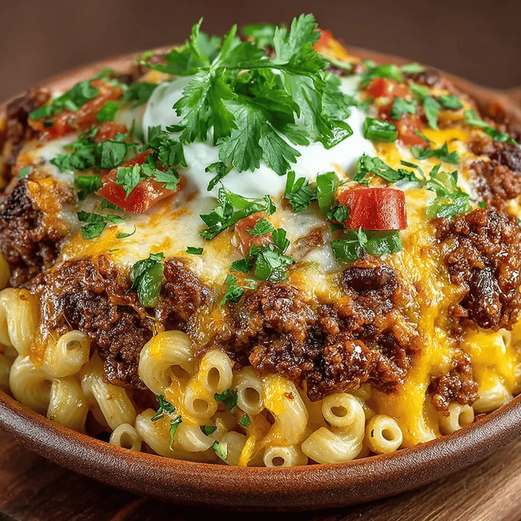 When it comes to comfort food, few dishes are as satisfying as a hearty pasta bake. The <strong>Chili Cheese Delight Pasta Bake</strong> stands out as a quintessential choice for those seeking warmth and flavor in a single dish. This recipe marries the rich, savory notes of chili with the creamy, indulgent essence of cheese, all enveloped in perfectly cooked pasta. It embodies the essence of comfort food, making it the ideal centerpiece for family gatherings, casual get-togethers, or cozy nights in.” /></p>
</p>
<h2>Adding Cheese: The Significance of Timing in Melting Cheese for the Best Texture</h2>
</p>
<p>In the world of pasta bakes, cheese is the crowning jewel that can elevate a dish from good to unforgettable. When preparing your Chili Cheese Delight Pasta Bake, timing is crucial to ensure the cheese achieves the perfect melt.</p>
</p>
<p><strong>Choose the Right Cheese</strong>: For this recipe, we recommend a combination of sharp cheddar and mozzarella. Sharp cheddar provides a robust flavor, while mozzarella adds that gooey, stretchy quality we all crave. If you prefer a different cheese, consider gouda for a smoky twist or pepper jack if you want an extra kick.</p>
</p>
<p><strong>Timing is Everything</strong>: When layering your cheese, add half of it during the baking process and reserve the other half for the final five minutes. This method allows the bottom layer to melt thoroughly, creating a rich, creamy texture, while the top layer forms a bubbly, golden crust. If you add all the cheese at once, the top may brown too quickly, potentially leaving the cheese underneath less melted and flavorful.</p>
</p>
<h2>Flavor Profiles and Variations</h2>
</p>
<p>The beauty of the Chili Cheese Delight Pasta Bake lies in its versatility. The flavor profile, driven by spices and fresh ingredients, can be customized to suit your palate.</p>
</p>
<h3>Exploration of Flavor Notes</h3>
</p>
<p><strong>Spices</strong>: The trio of chili powder, cumin, and paprika brings depth to your pasta bake. Chili powder adds heat and smokiness, cumin offers a warm earthiness, and paprika contributes a subtle sweetness. Adjust these spices according to your taste; if you enjoy a milder dish, reduce the chili powder or add more paprika for sweetness without the heat.</p>
</p>
<h3>Ingredient Substitutions</h3>
</p>
<p>For those with dietary preferences or restrictions, this recipe adapts beautifully:</p>
</p>
<p>– <strong>Vegetarian Options</strong>: Swap out the ground meat for lentils or mushrooms. Both options lend a hearty texture while absorbing the spices wonderfully.</p>
<p>– <strong>Gluten-Free</strong>: Use gluten-free pasta or even spiralized vegetables like zucchini or sweet potatoes for a lighter, low-carb alternative.</p>
<p>– <strong>Dairy-Free</strong>: Opt for plant-based cheese alternatives or nutritional yeast to achieve a cheesy flavor without dairy.</p>
</p>
<h3>Ideas for Customizing the Recipe</h3>
</p>
<p>Pasta bakes are all about personalization. Here are some ideas to make your Chili Cheese Delight Pasta Bake uniquely yours:</p>
</p>
<p>– <strong>Add Vegetables</strong>: Incorporate bell peppers, onions, or spinach for added nutrition and flavor. Sauté these vegetables before mixing them into the pasta for enhanced taste.</p>
<p>– <strong>Different Types of Cheese</strong>: Experiment with feta or blue cheese for a tangy twist, or add a blend of cheeses for complexity.</p>
<p>– <strong>Adjust Spice Levels</strong>: If you prefer a milder dish, reduce the chili powder, or balance it with a dollop of sour cream when serving to cool the heat.</p>
</p>
<h2>Serving Suggestions</h2>
</p>
<p>The presentation of your Chili Cheese Delight Pasta Bake can enhance the overall dining experience. Here are some suggestions for serving this comforting dish:</p>
</p>
<h3>Presentation Tips</h3>
</p>
<p>– <strong>Layering</strong>: Serve the pasta bake in a beautiful casserole dish to showcase its colorful layers. Consider using a clear dish to highlight the vibrant ingredients.</p>
<p>– <strong>Individual Servings</strong>: For a more polished presentation, consider portioning the bake into individual ramekins. This approach not only looks appealing but also makes serving easier.</p>
</p>
<h3>Recommended Side Dishes</h3>
</p>
<p>Pairing side dishes can elevate your meal. Here are a few suggestions to complement the rich flavors of the pasta bake:</p>
</p>
<p>– <strong>Green Salad</strong>: A fresh green salad with a zesty vinaigrette offers a refreshing contrast to the cheesy, hearty pasta.</p>
<p>– <strong>Garlic Bread</strong>: Serve with warm garlic bread for an indulgent touch, perfect for soaking up any extra sauce.</p>
<p>– <strong>Roasted Vegetables</strong>: Seasoned and roasted seasonal vegetables can provide a nice balance to the richness of the bake.</p>
</p>
<h3>Ideas for Garnishing</h3>
</p>
<p>Garnishing not only adds visual appeal but also enhances the flavor profile. Consider these garnishing options:</p>
</p>
<p>– <strong>Fresh Herbs</strong>: Top with chopped fresh cilantro, parsley, or green onions for a burst of freshness.</p>
<p>– <strong>Sour Cream or Greek Yogurt</strong>: A dollop on top can help cut the richness and add a creamy texture.</p>
<p>– <strong>Avocado</strong>: Sliced avocado adds creaminess and a nutritious boost to your serving.</p>
</p>
<h2>Nutritional Information</h2>
</p>
<p>Understanding the nutritional value of your dish can help you make informed choices. Here’s a breakdown of the benefits of key ingredients in the Chili Cheese Delight Pasta Bake:</p>
</p>
<h3>Overview of Nutritional Benefits</h3>
</p>
<p>– <strong>Pasta</strong>: A source of carbohydrates, providing energy. Consider whole grain or legume-based pasta for added fiber and protein.</p>
<p>– <strong>Beans</strong>: Rich in protein and fiber, beans help keep you full longer and add a creamy texture to the dish.</p>
<p>– <strong>Cheese</strong>: Provides calcium and protein. Opt for reduced-fat cheese if you’re looking for a lighter option.</p>
<p>– <strong>Vegetables</strong>: Adding vegetables increases the vitamin and mineral content, enhancing the overall nutritional profile of the dish.</p>
</p>
<h3>Discussion on Portion Sizes</h3>
</p>
<p>When it comes to portion sizes, moderation is key. A serving size of around one to one and a half cups is typically appropriate, depending on your dietary needs and meal context. Pairing the pasta bake with a salad or roasted vegetables can help you create a balanced meal.</p>
</p>
<h3>Healthy Swaps for a Lighter Version</h3>
</p>
<p>If you’re looking to lighten up your Chili Cheese Delight Pasta Bake, consider these swaps:</p>
</p>
<p>– <strong>Reduced-Fat Cheese</strong>: Opting for reduced-fat cheese can significantly cut down on calories without sacrificing taste.</p>
<p>– <strong>Whole Wheat or Lentil Pasta</strong>: These alternatives boost fiber content and keep you feeling full longer.</p>
<p>– <strong>Add More Vegetables</strong>: Increase the vegetable content to reduce the overall calorie density of the dish while adding flavor and nutrients.</p>
</p>
<h2>Conclusion</h2>
</p>
<p>The Chili Cheese Delight Pasta Bake is more than just a meal; it’s a comforting dish that brings warmth and joy to any dining table. With its rich flavors, creamy cheese, and the flexibility to customize, it’s a perfect choice for family gatherings or cozy nights in.</p>
</p>
<p>We encourage you to try this recipe and share it with friends and family. The joy of cooking lies not only in the creation of delicious food but also in the memories made while sharing it with loved ones. Whether you stick to the classic recipe or make it your own with variations, this pasta bake is sure to delight everyone at your table.</p>
</p>
<p>Embrace the joy of cooking, and enjoy every bite of your Chili Cheese Delight Pasta Bake!</p>
</div>